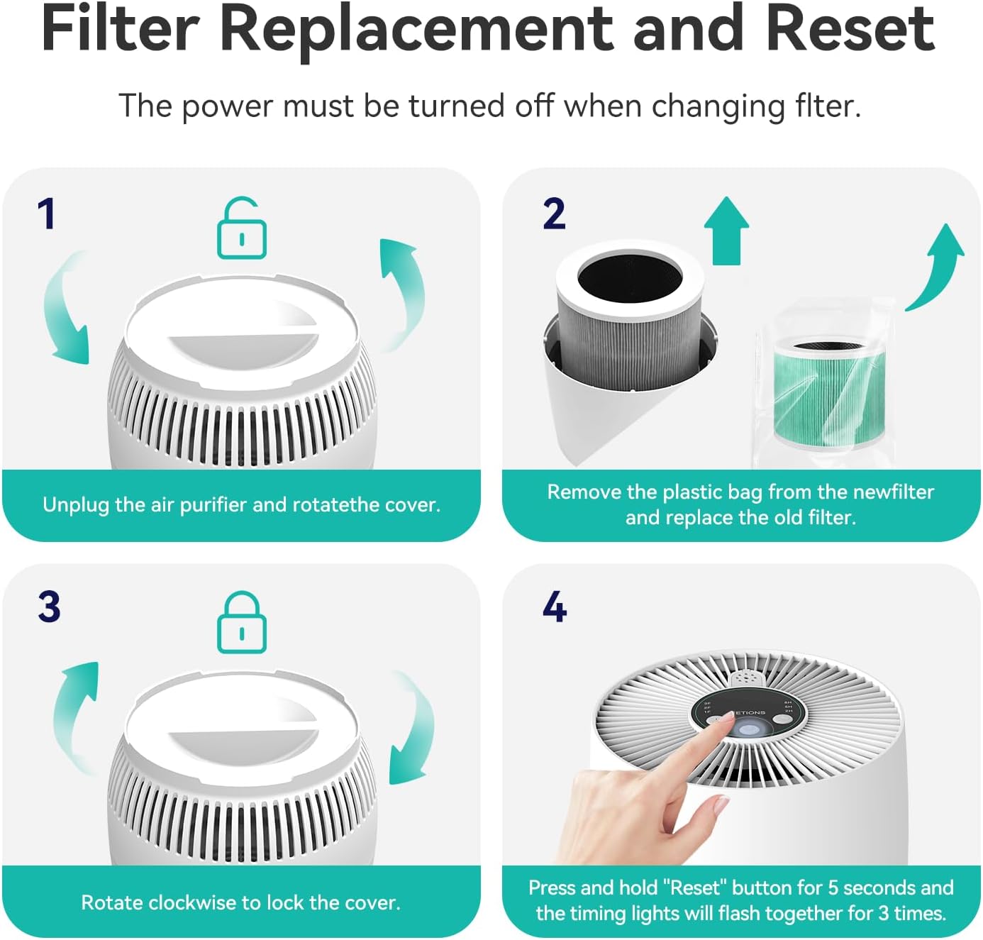 Small Air Purifier Replacement Filter with 3-Stage Filtration System, FETIONS H13 True HEPA Filter Replacement, Green, 1 Pack - Image 7