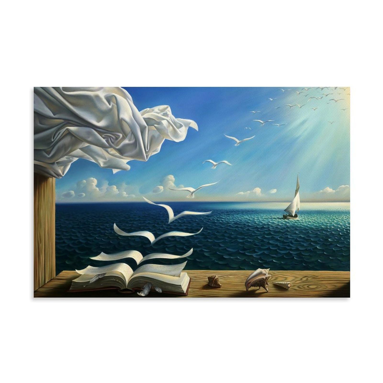 YYUEQIL Salvador Dali Wave Book Painting Poster Cool Artworks Painting Wall Art Canvas Prints Hanging Picture Home Decors Gift Idea Unframe 08x12inch(20x30cm)