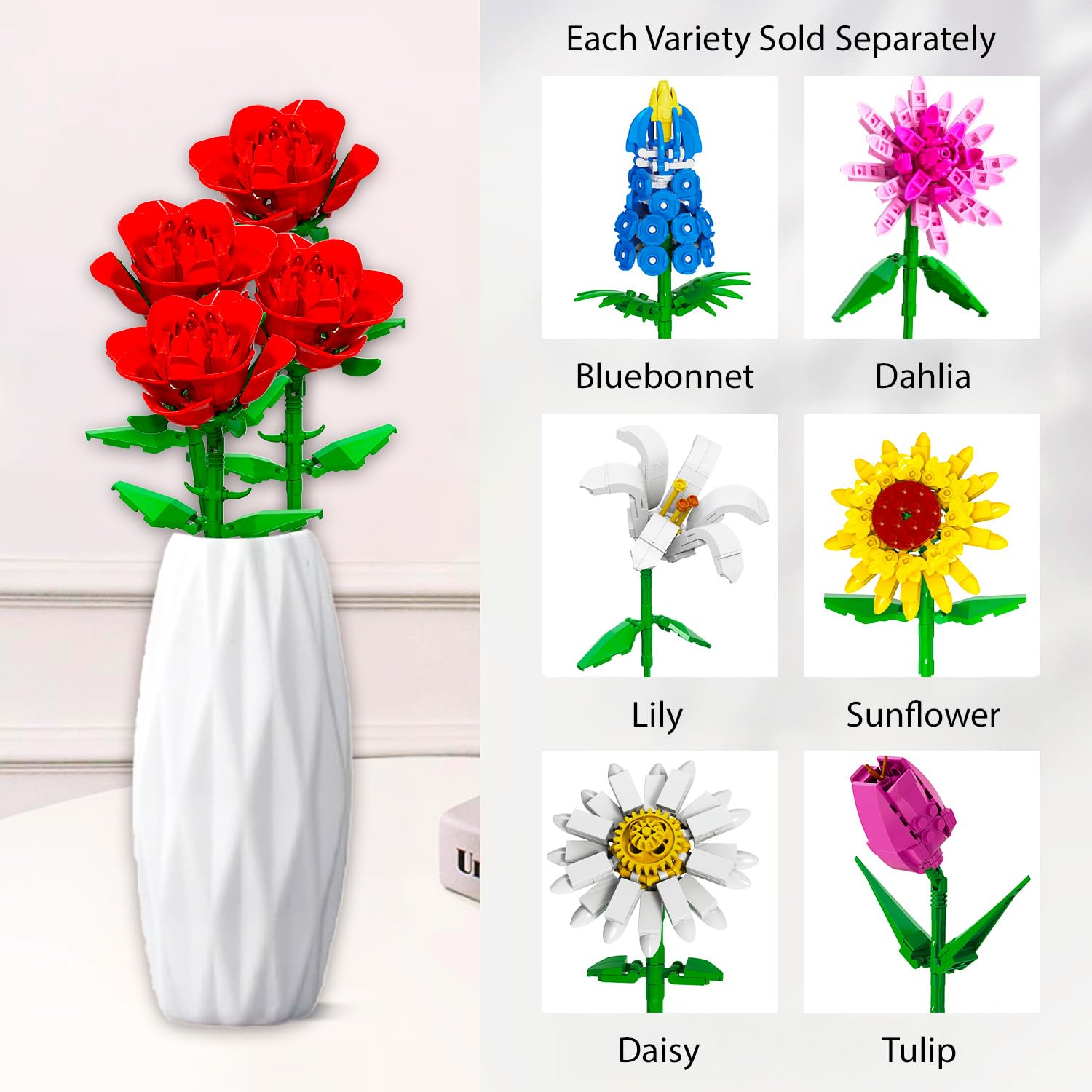 Amazon.com: Brickcraft Valentines Day Rose Bouquet Set - Bundle