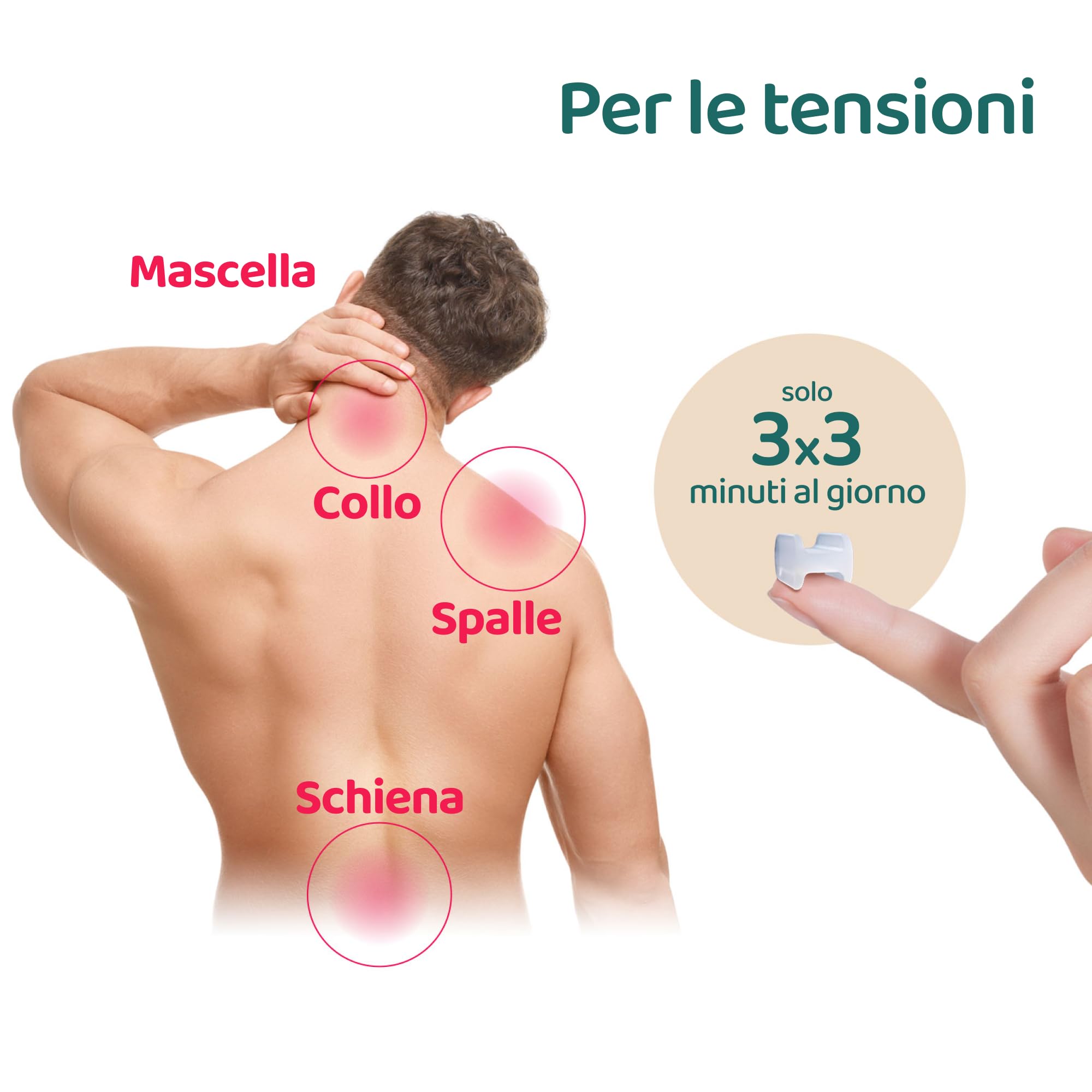 TJ Motion Aligner 2,5 cm – Rilassamento mandibolare & stimolazione del nervo vago per uomini & donne – Set da 2 in silicone medico – contro dolori a mascella, collo & nervi – senza BPA