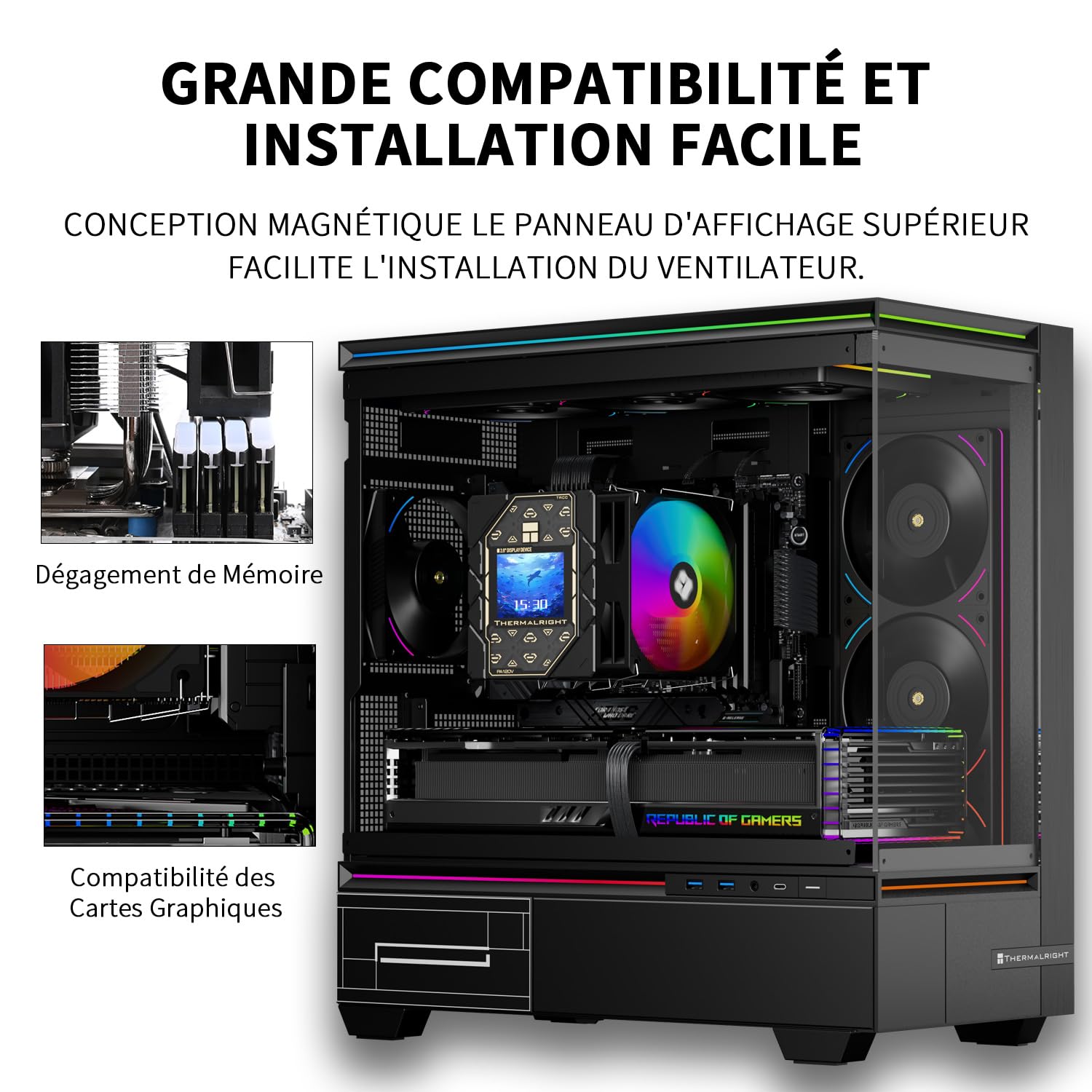 Thermalright Peerless Assassin 120 Vision ARGB Black CPU, raffreddamento PC con 6 heatpipes, display magnetico da 2,8" (risoluzione 320x240) per AMD AM4/AM5 e Intel LGA1700/1851
