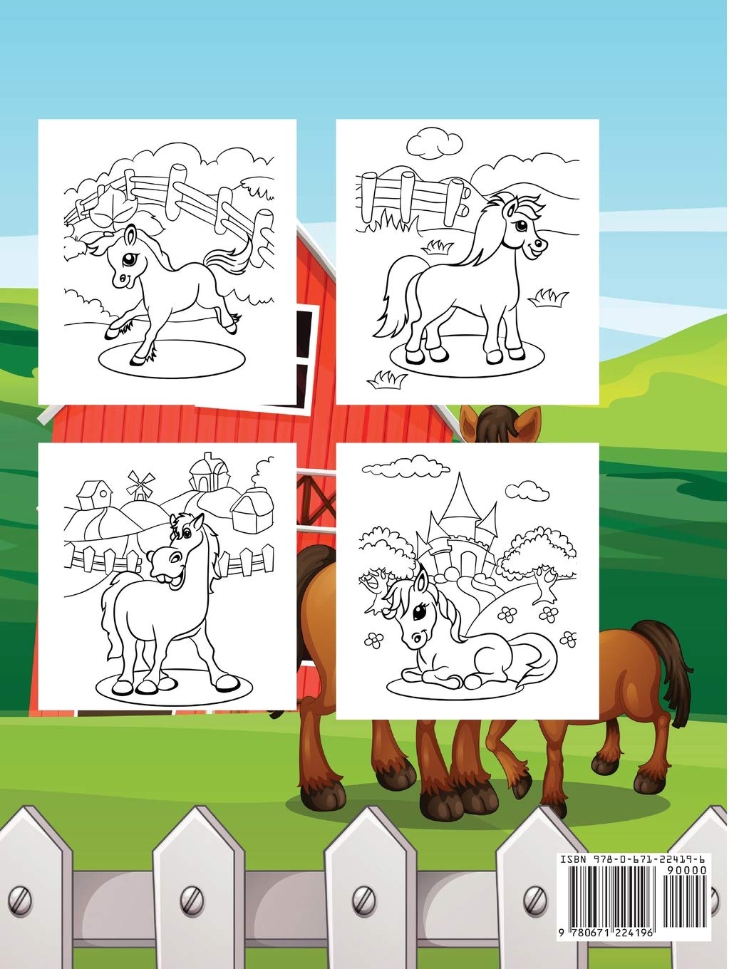 Caballos Libro Para Colorear: Libro de colorear para niños de 4 a 8 años