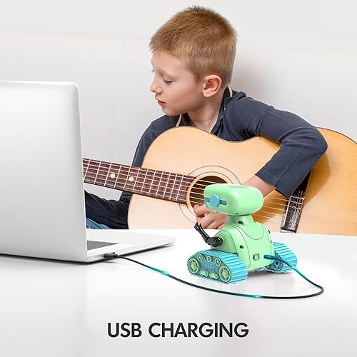 Miniatura 4 de ALLCELE Juguetes robot, robots RC recargables para niños y niños, juguete de control remoto con música y ojos LED, regalo ideal para niños, verde y