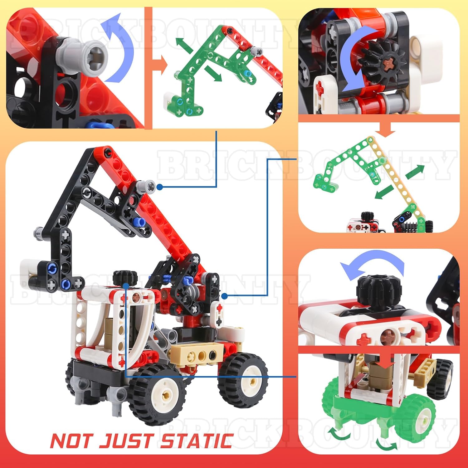 Building Block Car Toy Set, Bricks Transforms Form Racing-Car to Motorcycle to Scooter to Robot to Helicopter, 2 Sets Bricks Included 22 variants (298 Pcs)