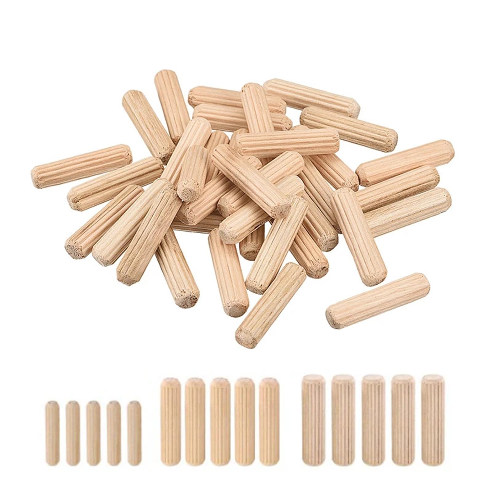 Holzdübel Massiv Hart, Schrankschubladenstifte, rund, geriffelt, abgeschrägte Enden, Holzhandwerk, Dübelstifte, Stangen, Möbelbeschlag, Dübelstift, 36/50/100 Stück(50pcs,6x30mm)