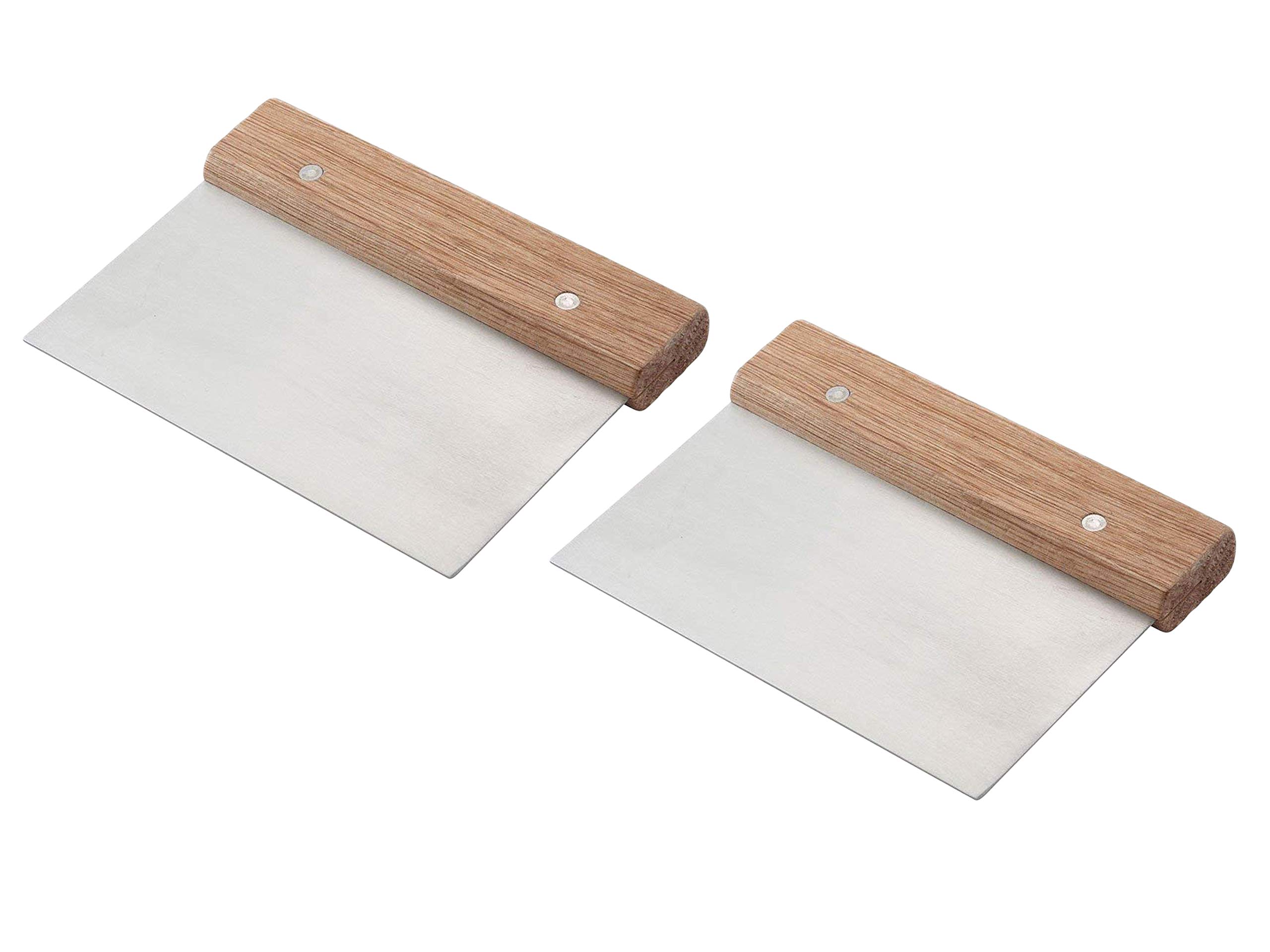 Winware by Winco - Set of 2 Stainless Steel Dough Scraper with Wood Handle