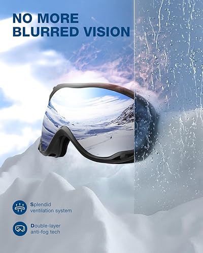 Miniatura 5 de ZIONOR Lagopus Gafas de protección UV para esquí y snowboard, antiniebla, para hombres, mujeres, jóvenes