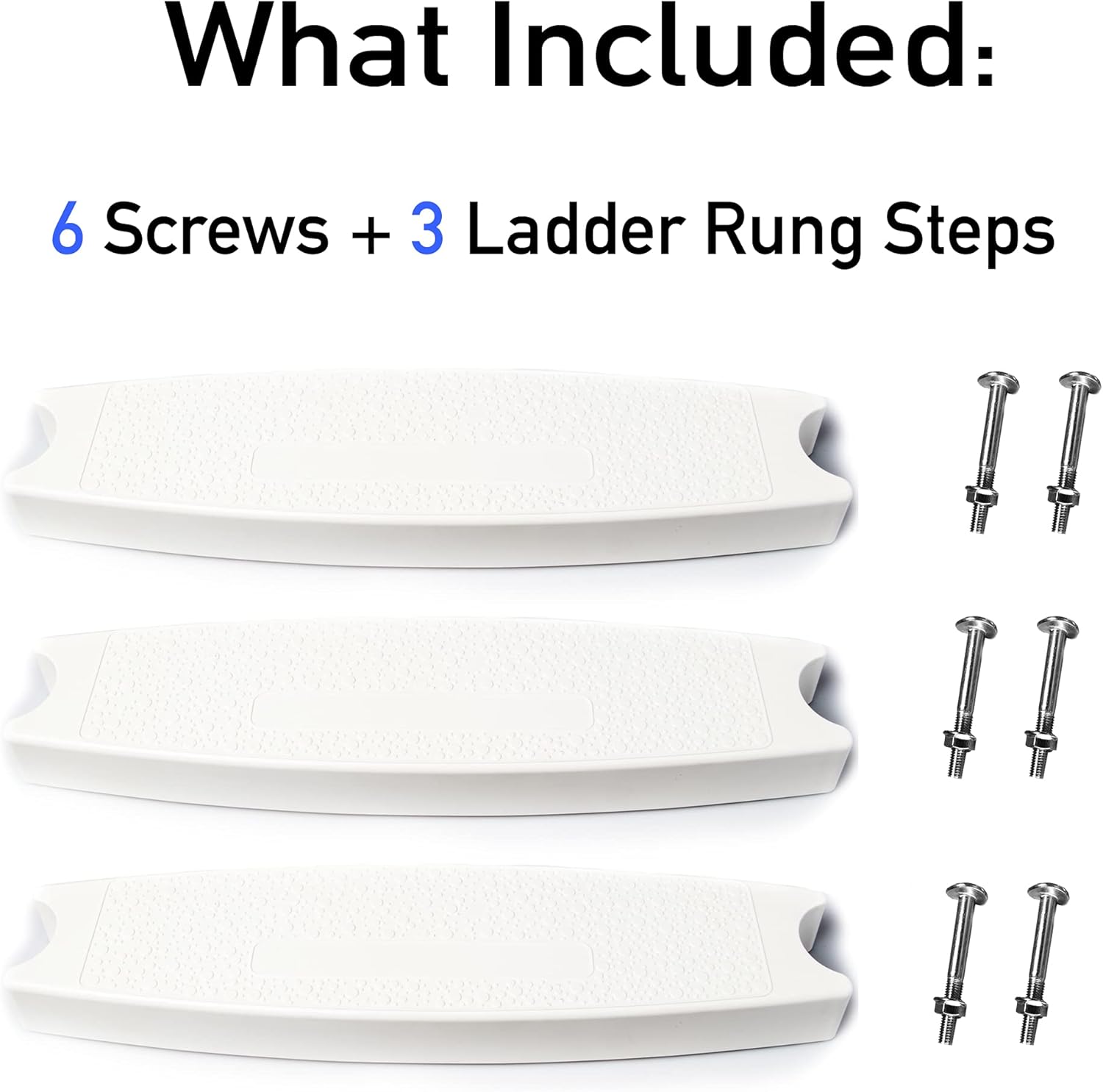 TonGass (3-Pack) Universal Heavy-Duty Molded Plastic Swimming Pool Ladder Rung Step with Stainless Steel Bolts : Patio, Lawn & Garden