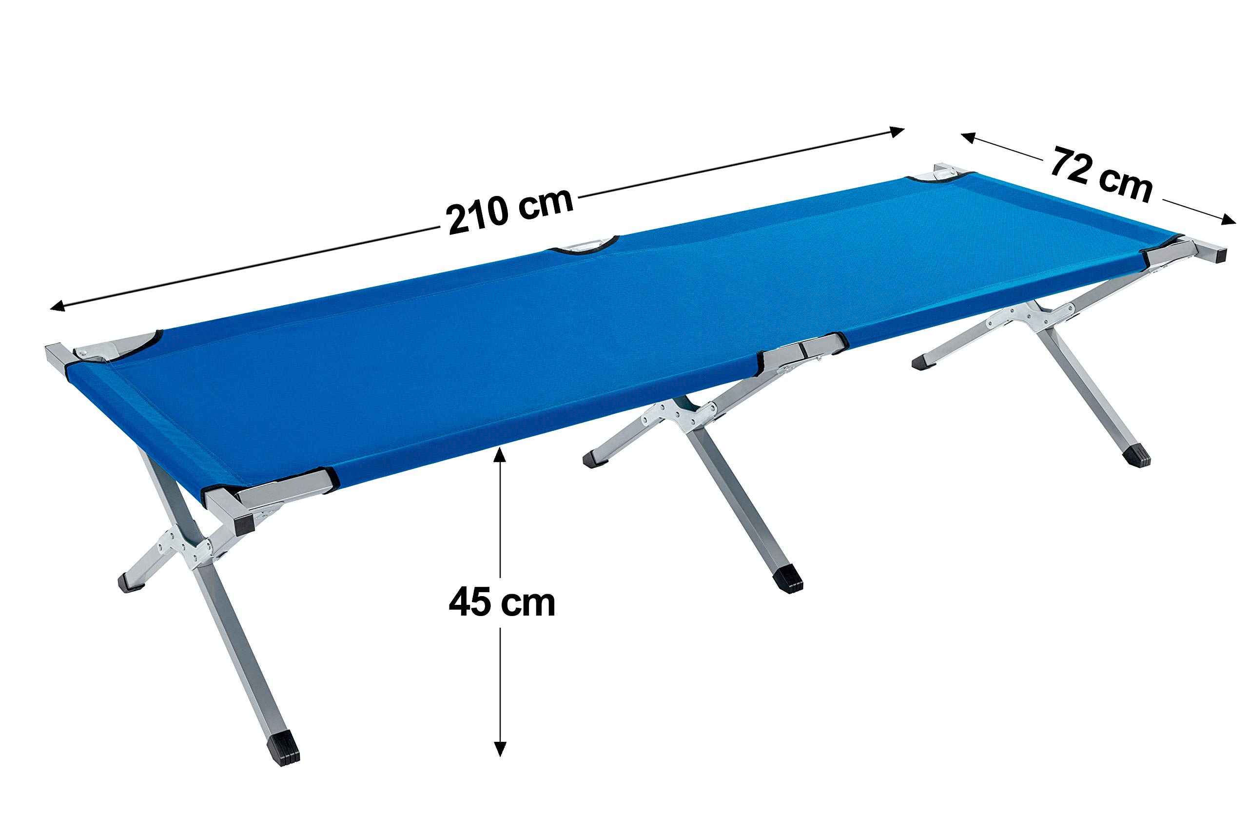 TRESKO XXL łóżko kempingowe, 210 x 72 x 45 cm, metalowa rura, obciążenie do 150 kg, w różnych kolorach (niebieski)