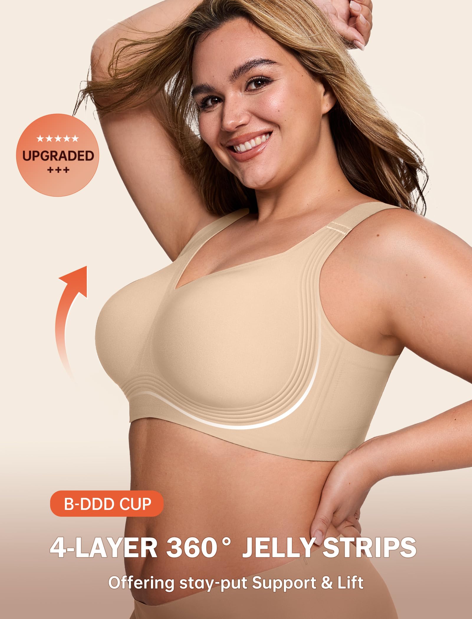 LetsJoli Bras for Women Supportive Wireless Push Up Bra Full Coverage No Underwire Seamless Plus Size for Older Women - 2