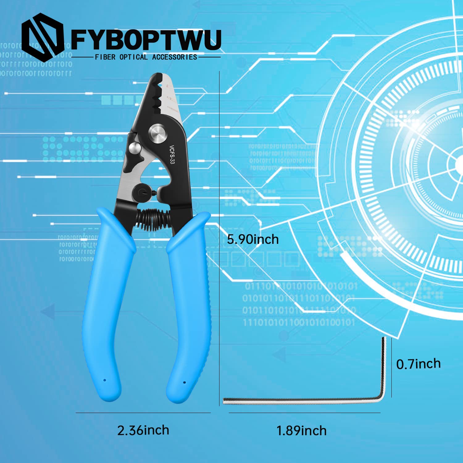 FYBOPTWU - 1 pc V-CFS-3 Fiber Optic Stripper 3 Port Hole Stainless Steel Fiber Optic Stripping Tool with 6