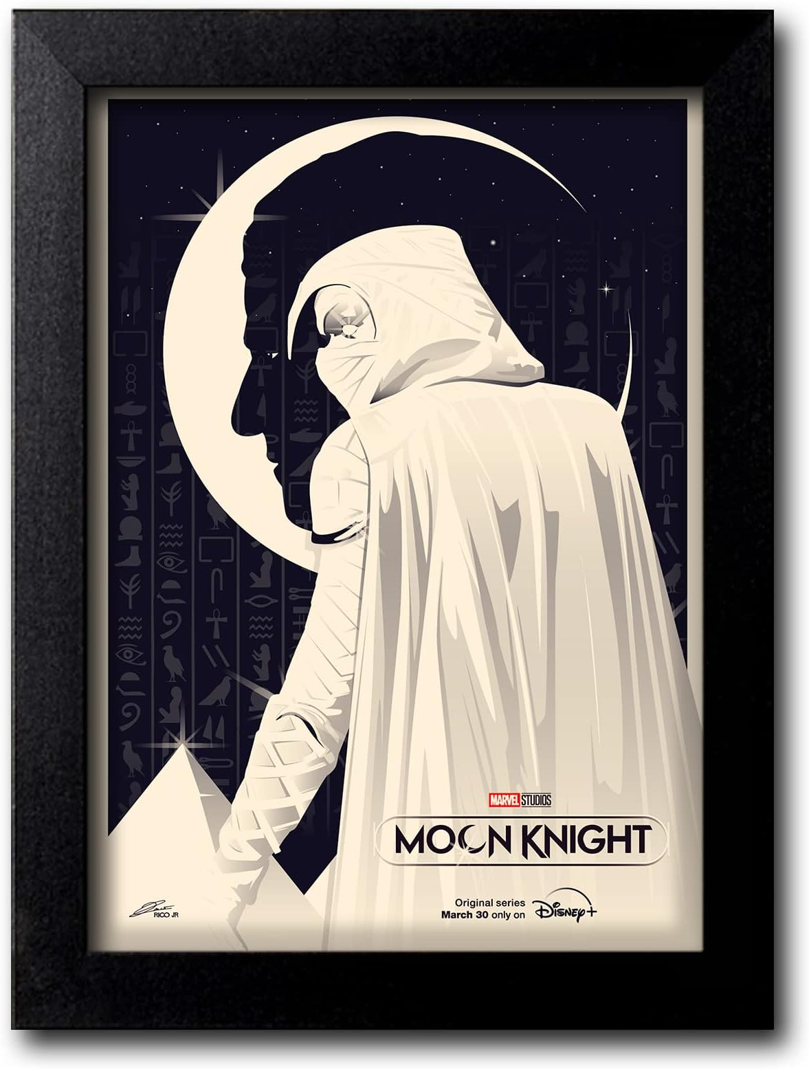 Blue Nexus Moon Knight Superhero Wall Poster with Wall Frame and Stickers Room Art Painting Collection (Multicolour, M)_BNWPC725