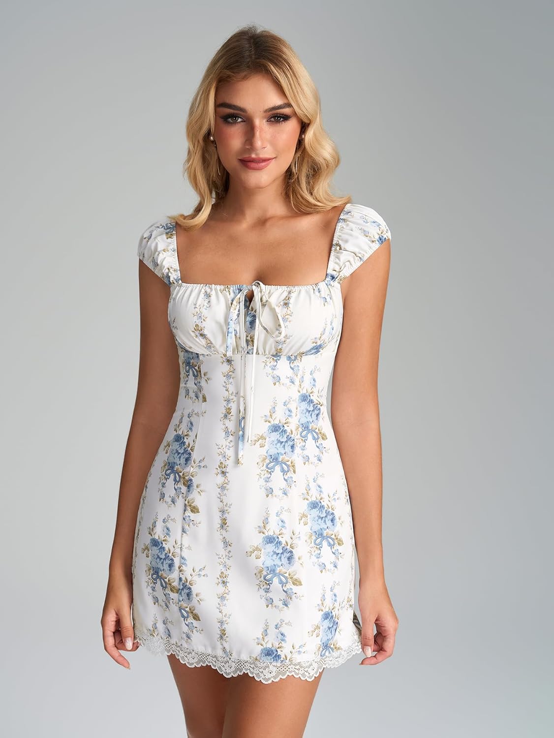 KUTUMAI Vintage Lace Up Floral Corset Mini Dress Cute Summer Short Graduation Dresses for Women 2026 - Image 2