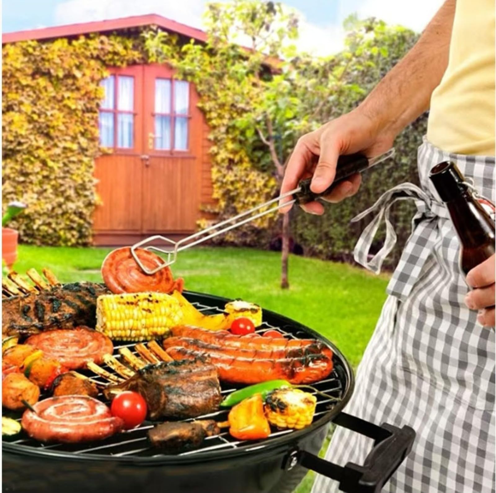Griglia rotonda per barbecue, Grassetto in acciaio inox, Griglie per barbecue, Varie dimensioni, Grill barbecue, Graticola per barbecue, Griglia da forno per barbecue, picnic, cottura all'aperto