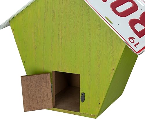 Miniatura 7 de Glitzhome 10.75 ''H colgante Birdhouse madera lavada verde placa jardín pájaro casa para exteriores