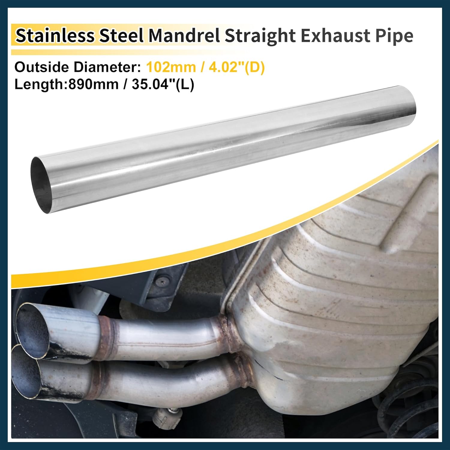 Straight Mandrel Exhaust Pipe 4" Inch OD 35" Inch Length T304 Stainless Steel Reusable | DIY Mandrel Exhaust Pipe 1 Pcs