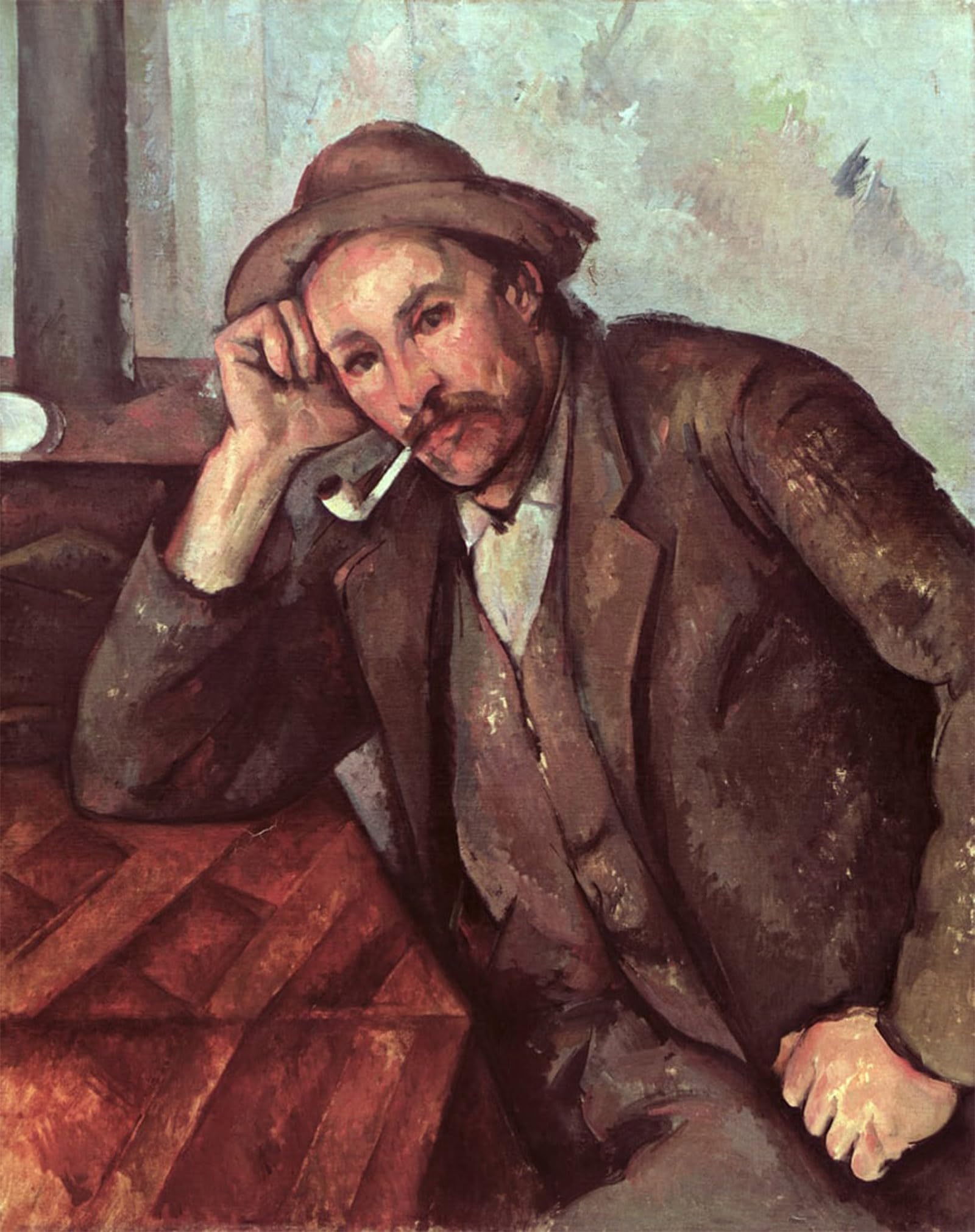 HRJUBWREE Famous Paintings Pictures Artwork Picture the Smoker by Paul Cézanne Photo Wall Print for Office Decor 60x90cm