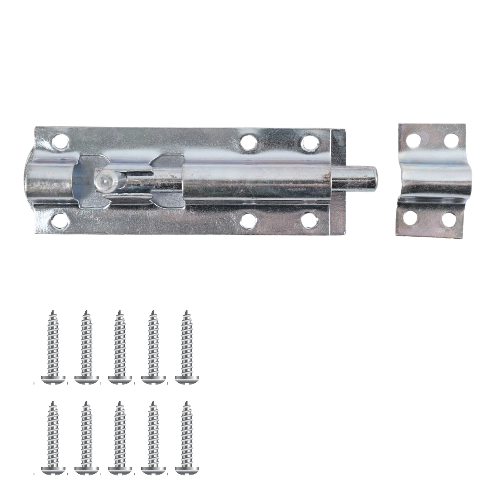 Keypak Zinc 100Mm Straight Tower Bolt Security Sliding Lock, Door Gate Hardware