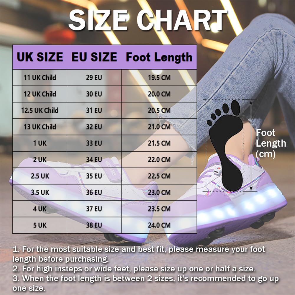 Hixingo Chaussure a Roulette Lumière LED pour Fille Garçons, Chaussures a roulettes avec 4 Amovible Roues Chaussures de Skateboard Patins à roulettes Basket à roulettes pour Enfants Filles Adulte