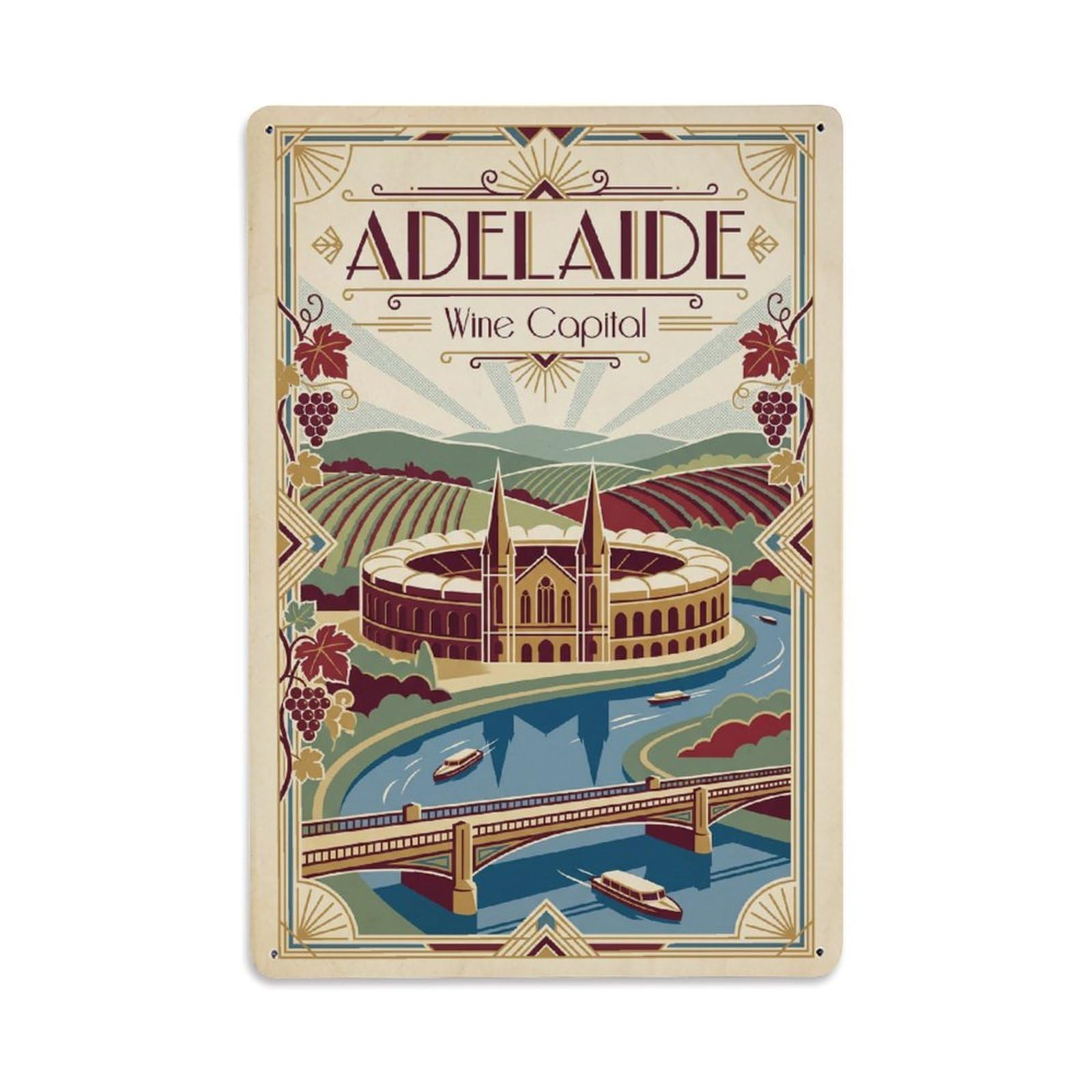 Gead 8X12inch Style Vintage Australia Adelaide Travel Metal Tin Sign
