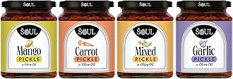 Soul Pickle In Olive Oil Combo Pack Of 4 (Mango Pickle 275 GM + Carrot Pickle 265 GM + Mixed Pickle 265 GM + Garlic Pickle 275 GM)