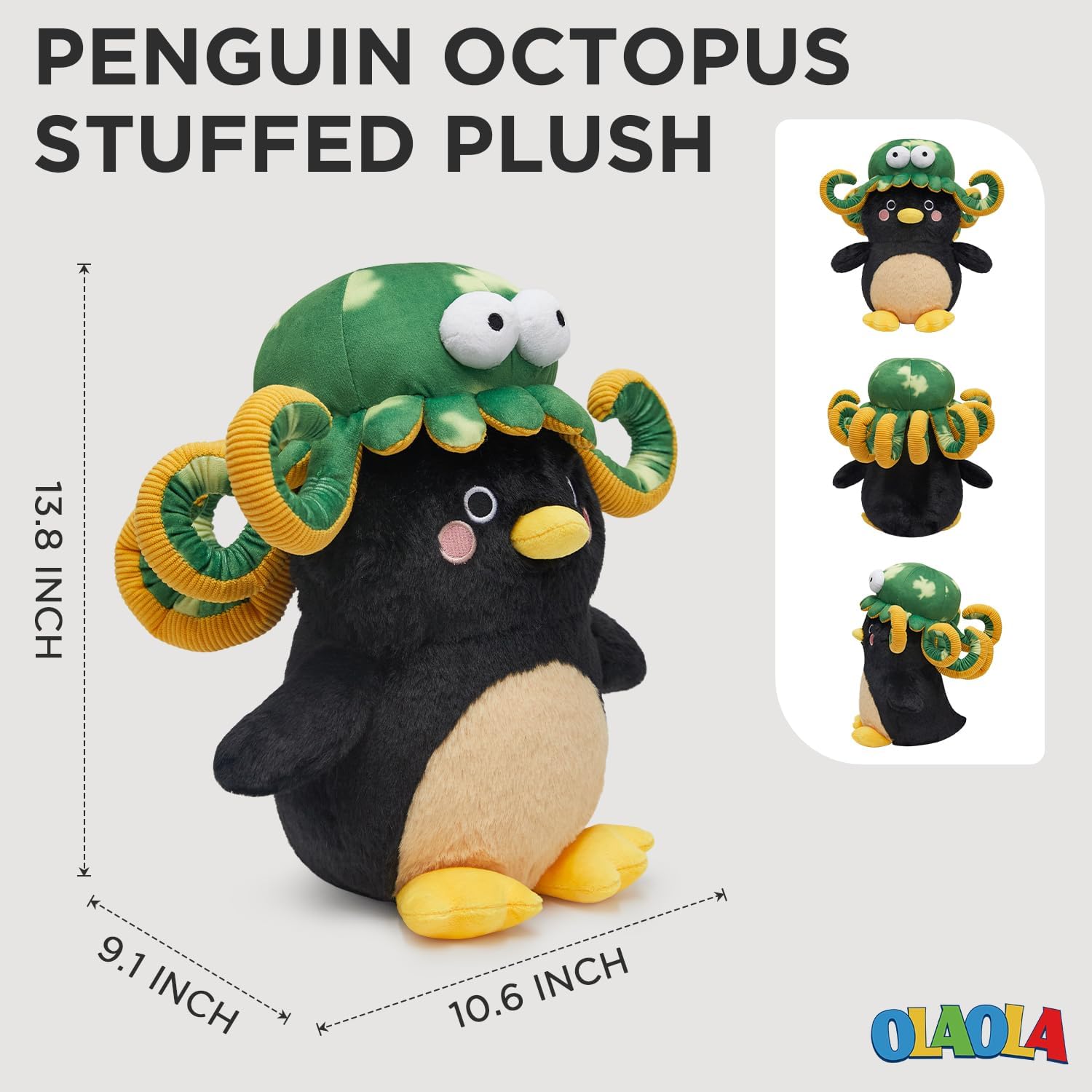 OLAOLA Penguin Plush Toys for Kids, 14 Inch Cute Penguin Stuffed Animal Octopus Plushies Toys for Birthday Gifts
