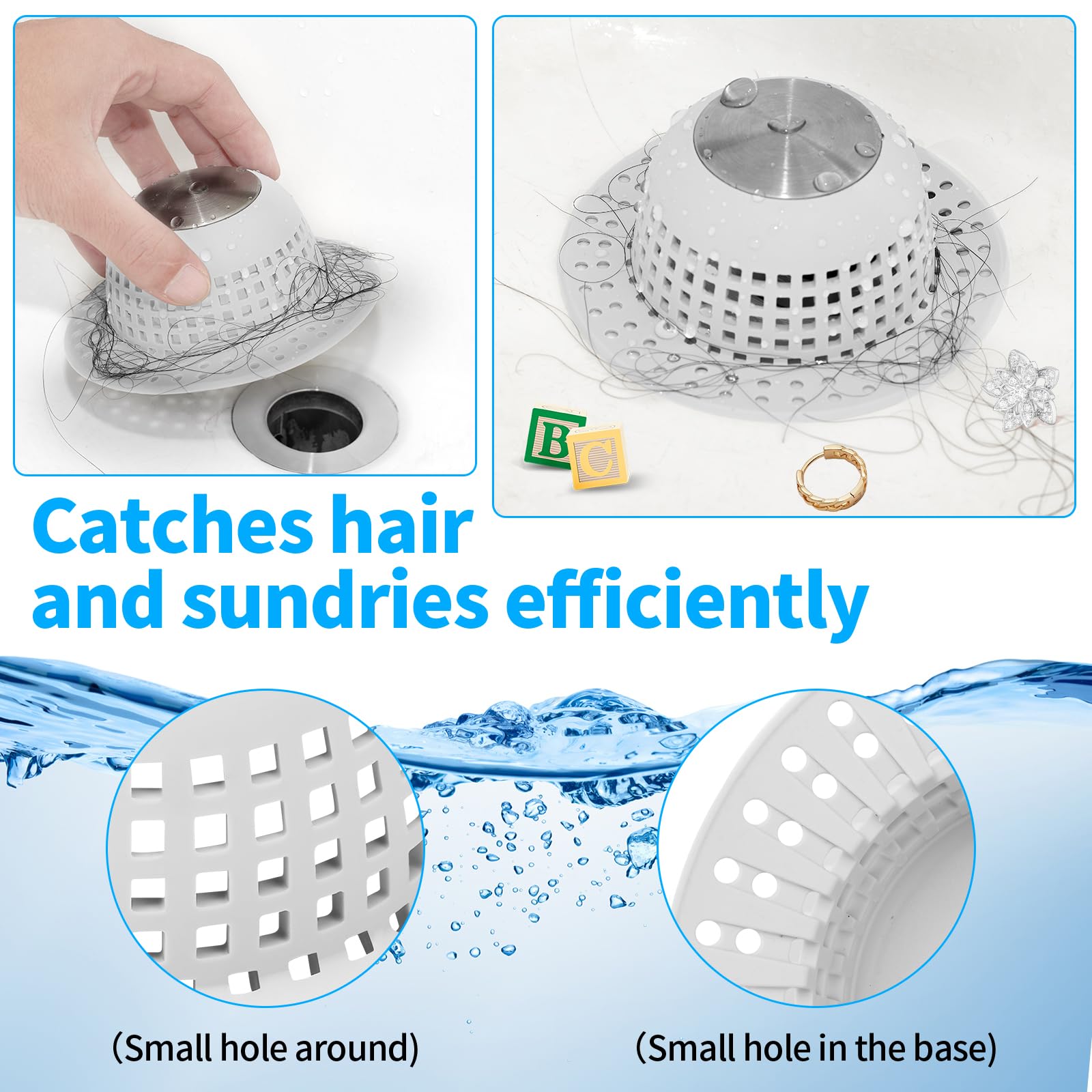 Aluvor Shower Drain Hair Catcher Bathtub Drain Cover Shower Protector for Pop-Up & Regular Drains