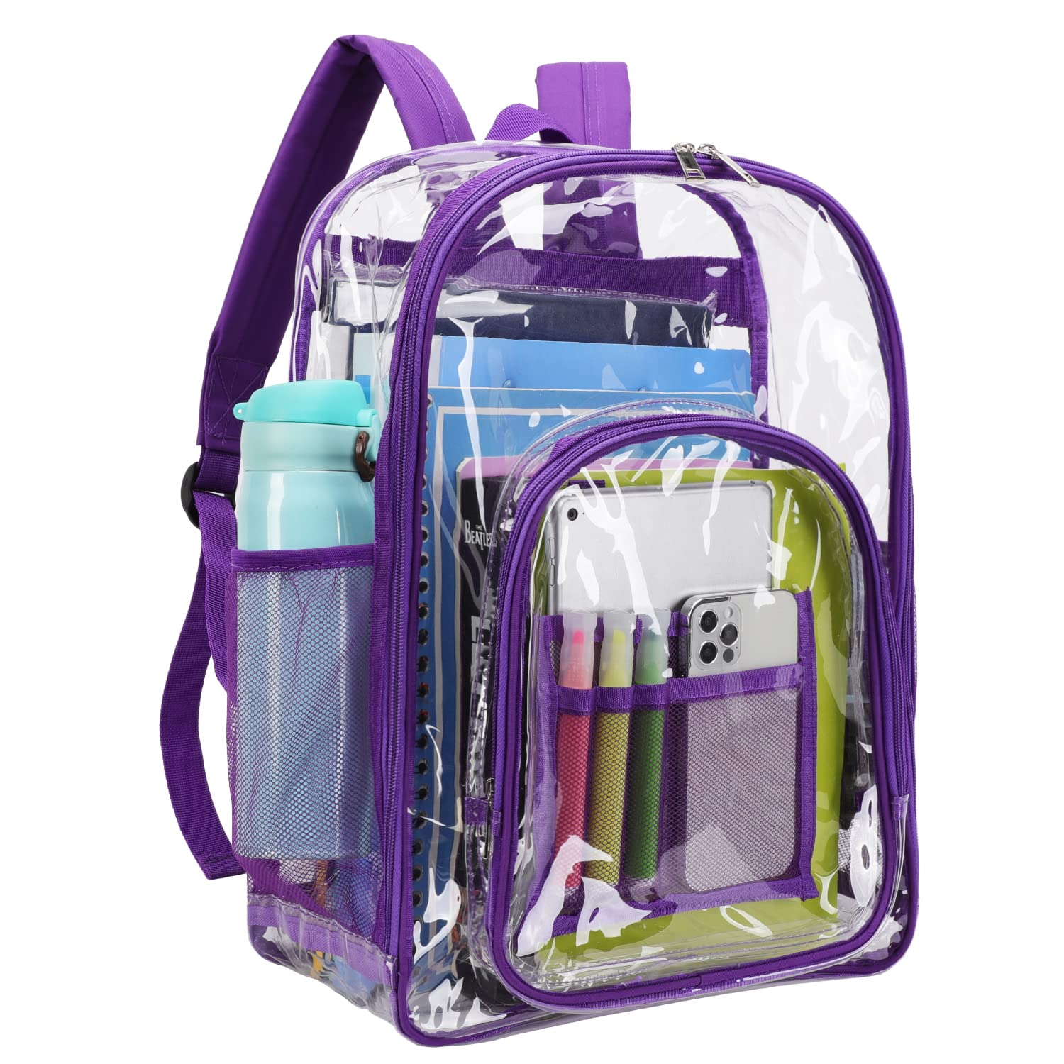 Heavy Duty Transparent Clear backpack,TINYAT See Through Clear Bag for School, Concerts, Sports, Travel and Daily Use