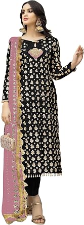 GRC Womens Straight Georgette Salwar Suit with Embroidery Traditional Indian Pakistani Salwar Kameez Ready to Wear Dress