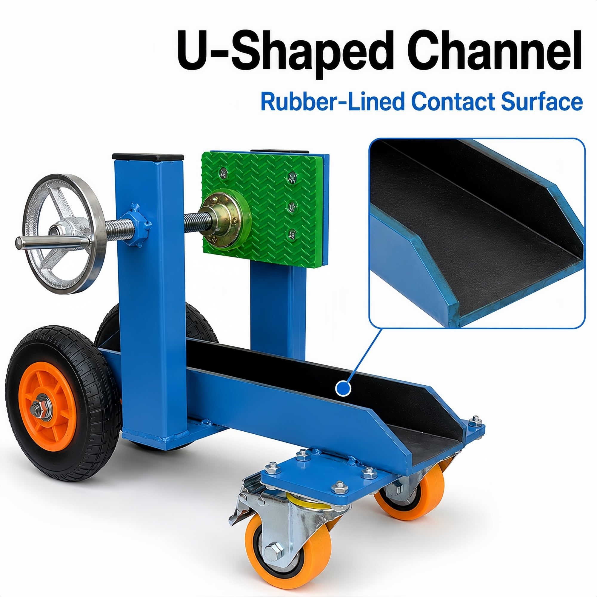 Vier-Rad Plattenwagen for Glas, Steinplatten und Türen | Klemmung mit Handrad und Gummiauflage for Plattentransport in der Werkstatt(Blue)