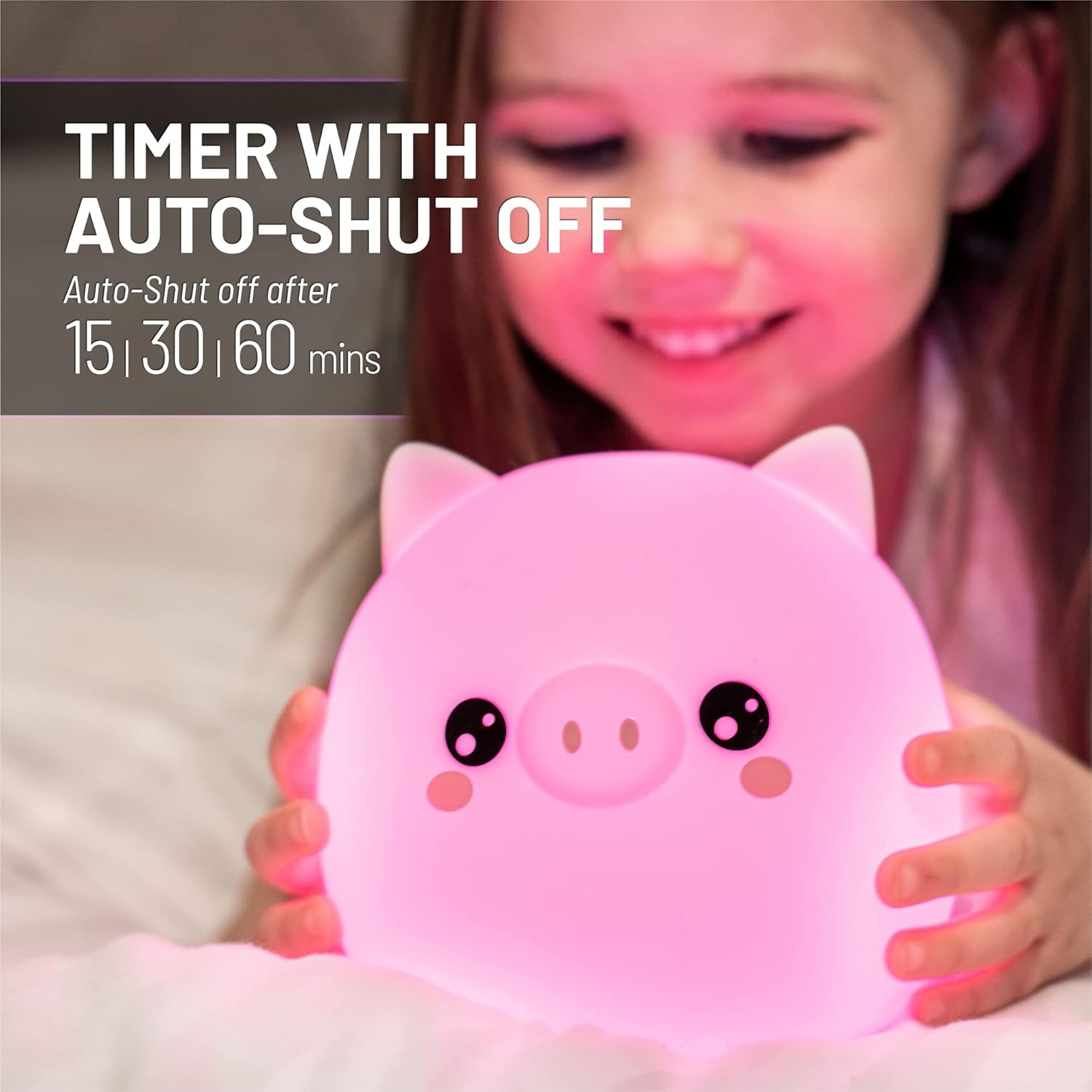 White Silicone Pig Night Light with Remote Control