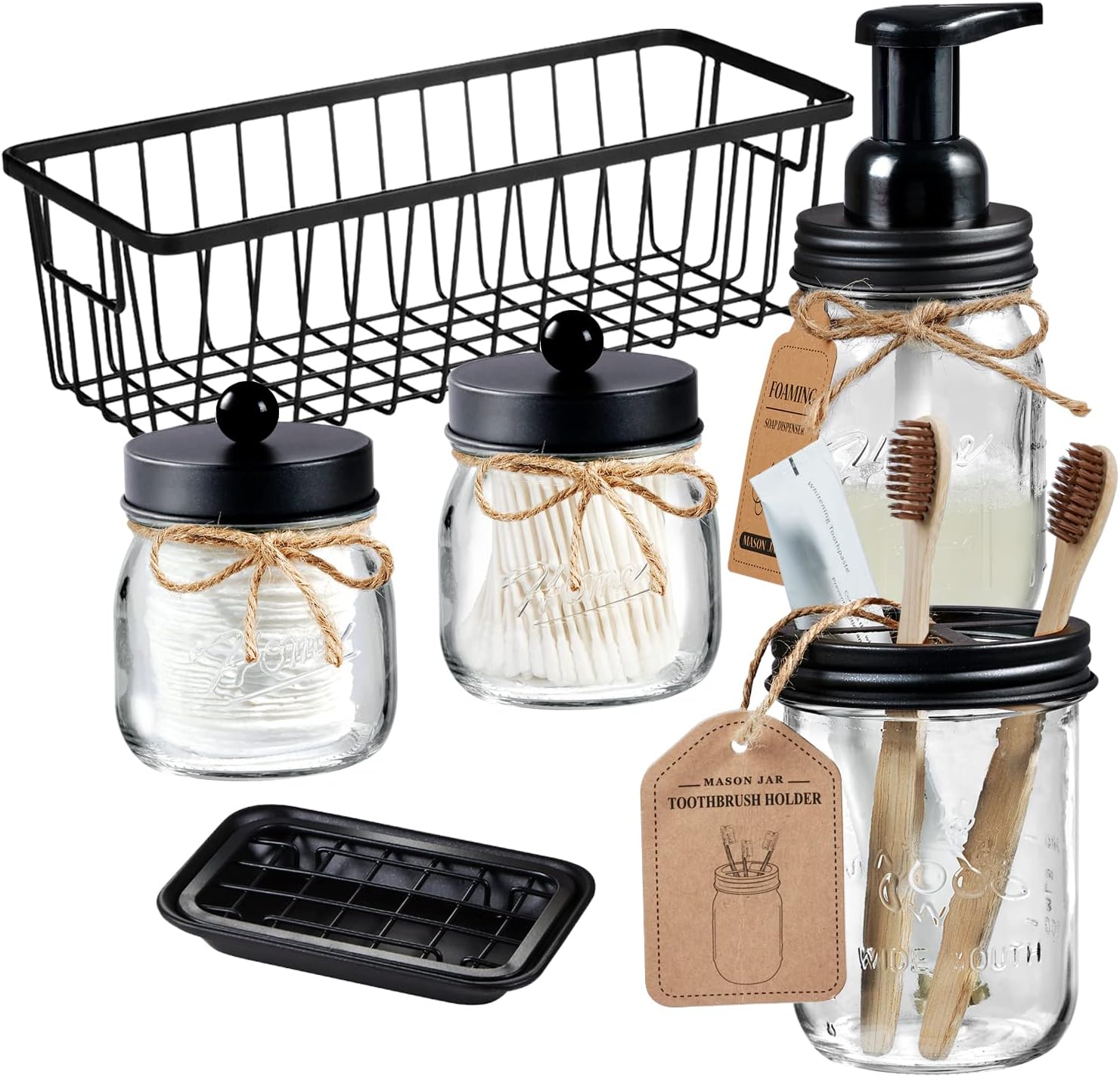 Amazon.com: Mason Jar Bathroom Accessories Lids Set(4pcs) - Jars Not ...