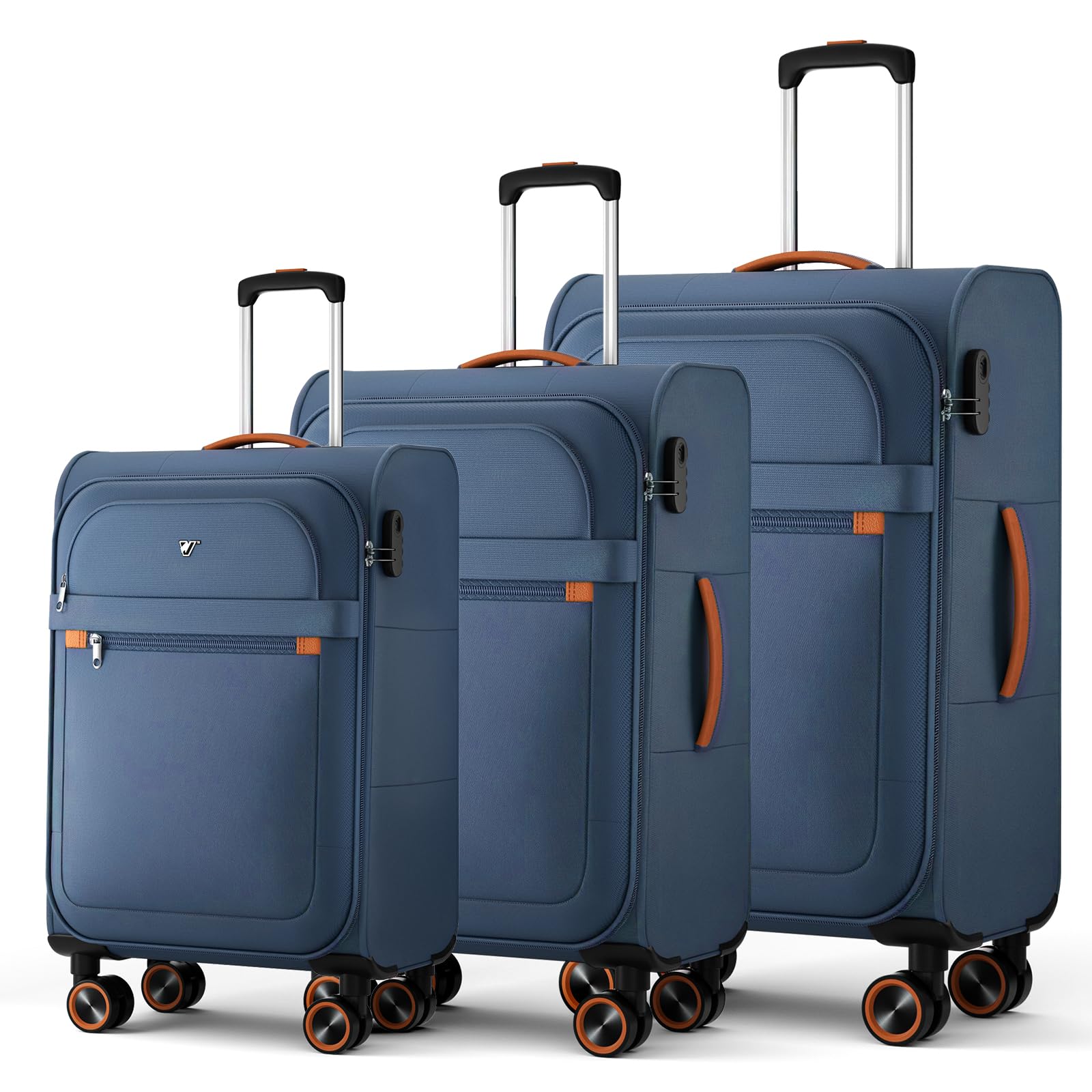 ABISTAB Stoff Koffer Set 3-teilig - Weichschalen Koffer Trolley - Reisekoffer mit 4 Rollen & Zahlenschloss - Handgepäck & große Koffer