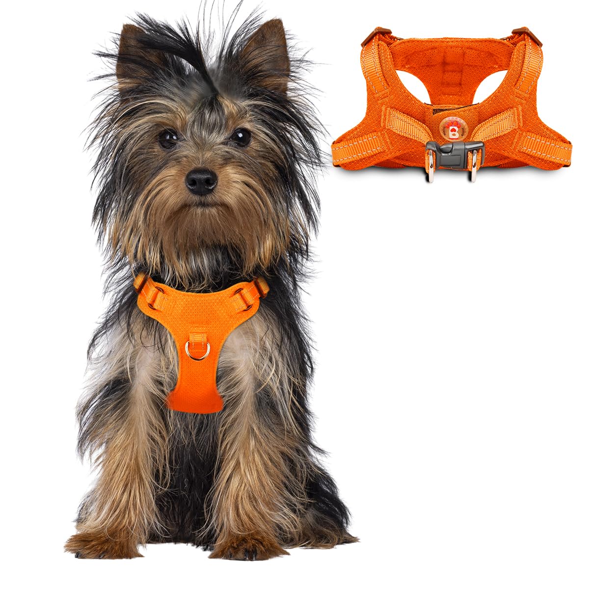 Dog Harness Step in Dog Vest Harness, Reflective Adjustable Puppy No Pull Harness Breathable Soft for Small and Medium Dogs Cats, Orange, XXS