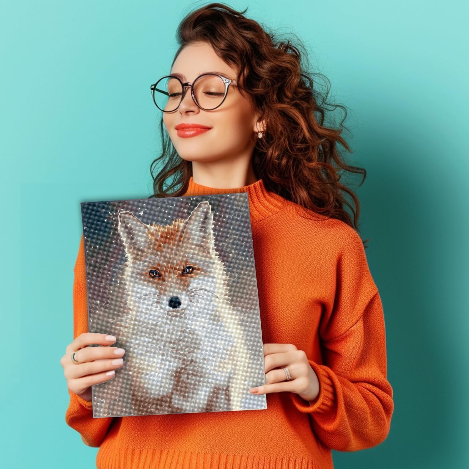 DIAMOND DOTZ Snowflake Fox Diamond Painting Kits for Adults - Diamond Art Kits a Relaxing Creative Craft Kit with Dotz Gems 18x14