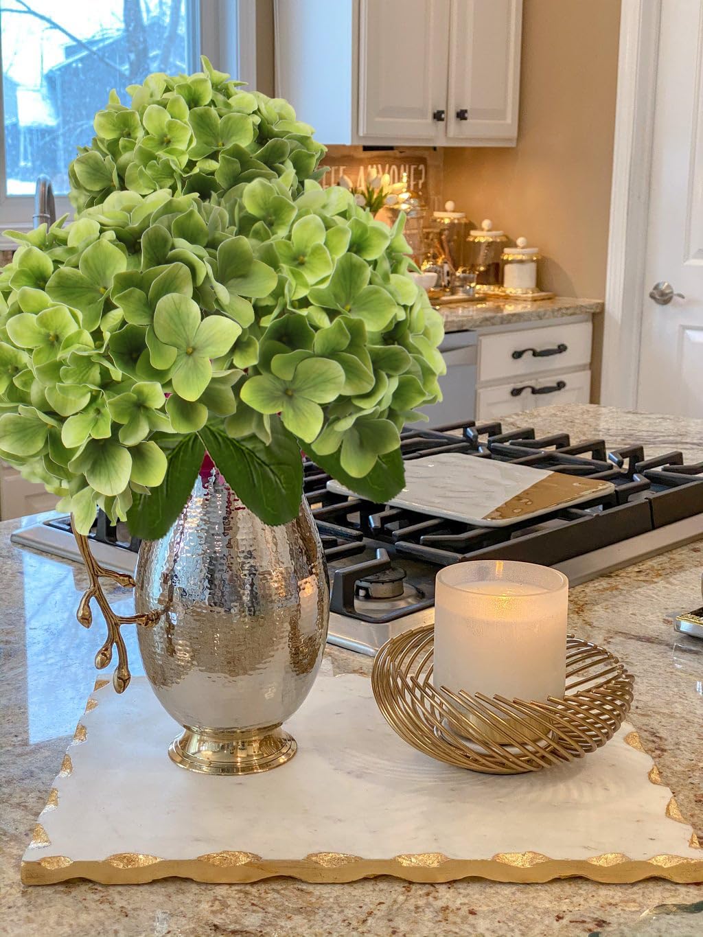 DILATATA Faux Hydrangea Large Artificial Green Hydrangea Flowers 26" Real Touch Hydrangea Flowers Lifelike Silk Hydrangea Stems for Wedding Party Garden Home Decor-Green Flowers 3PCS - Image 3