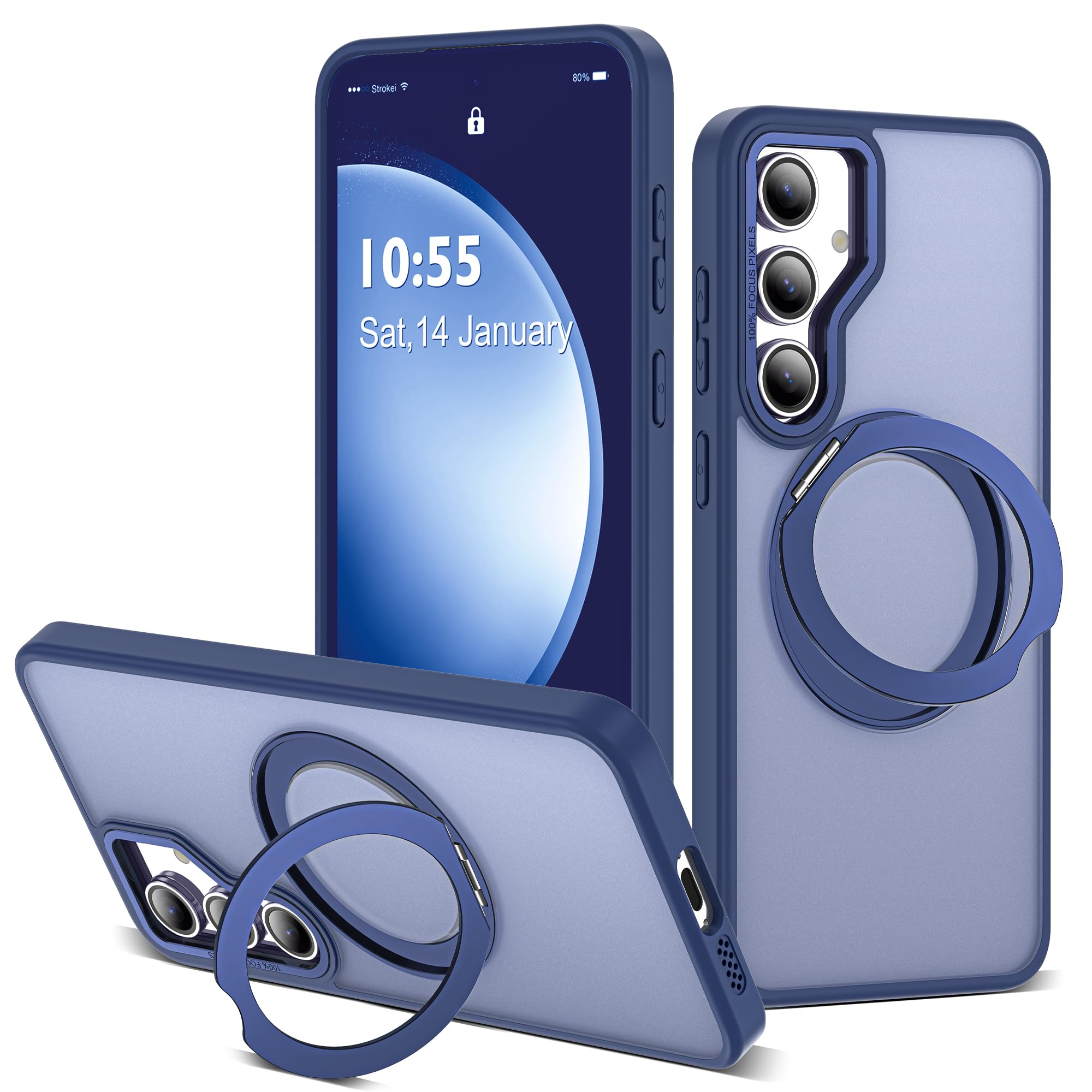 for Samsung Galaxy S23 FE Case with 360° Spin Stand,Blue