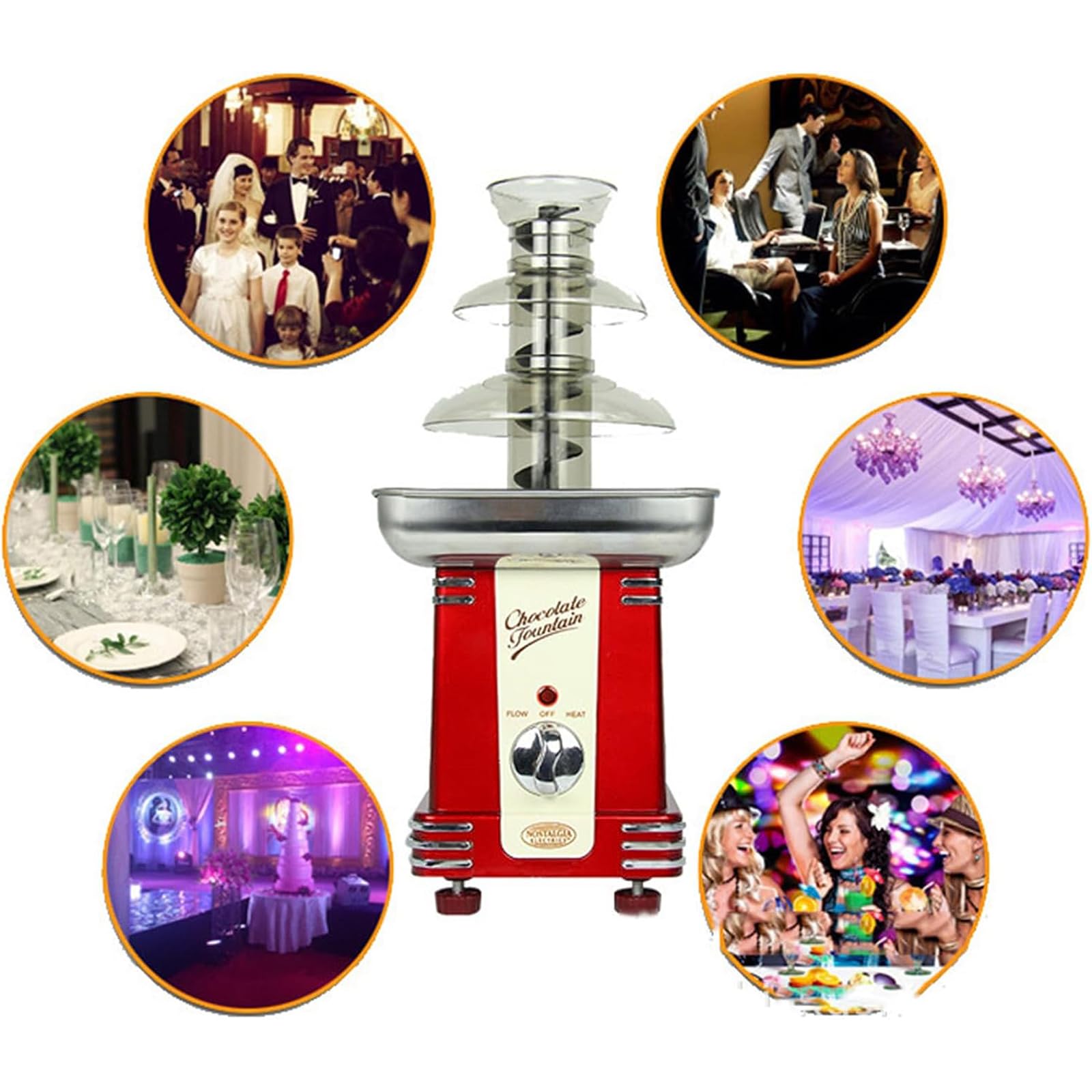 IMOSEI Chocolate Fondue Machine, Electirc Chocolate Fondue Tower Machine with 3 Tiers, DIY Various Chocolate Treats, Food?grade Stainless Steel, for Restaurants Weddings Parties