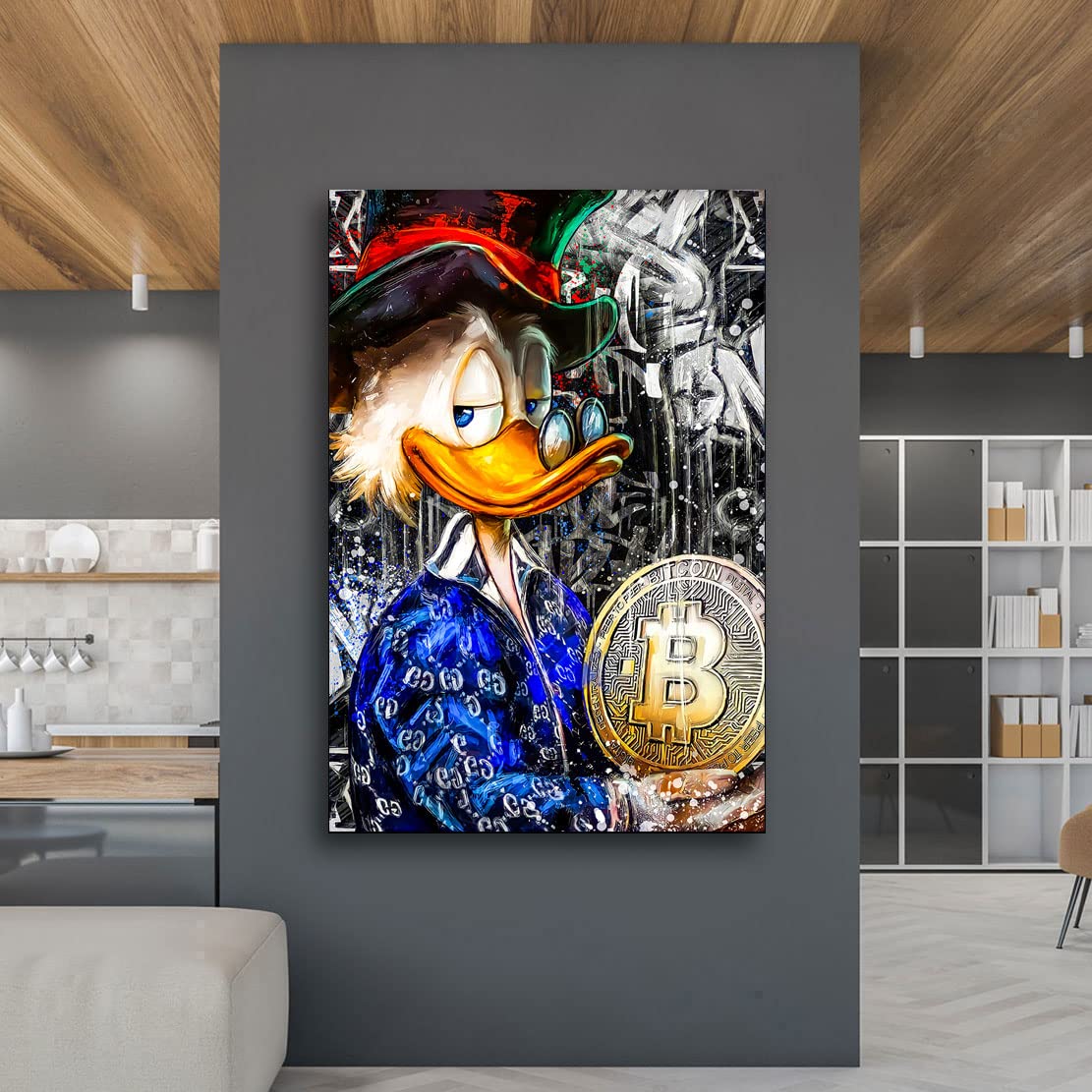 Kunstgestalten24 Leinwandbild Dagobert Bitcoin Wandbild Kunstdruck Raum- u. Wanddekoration Übergrößen