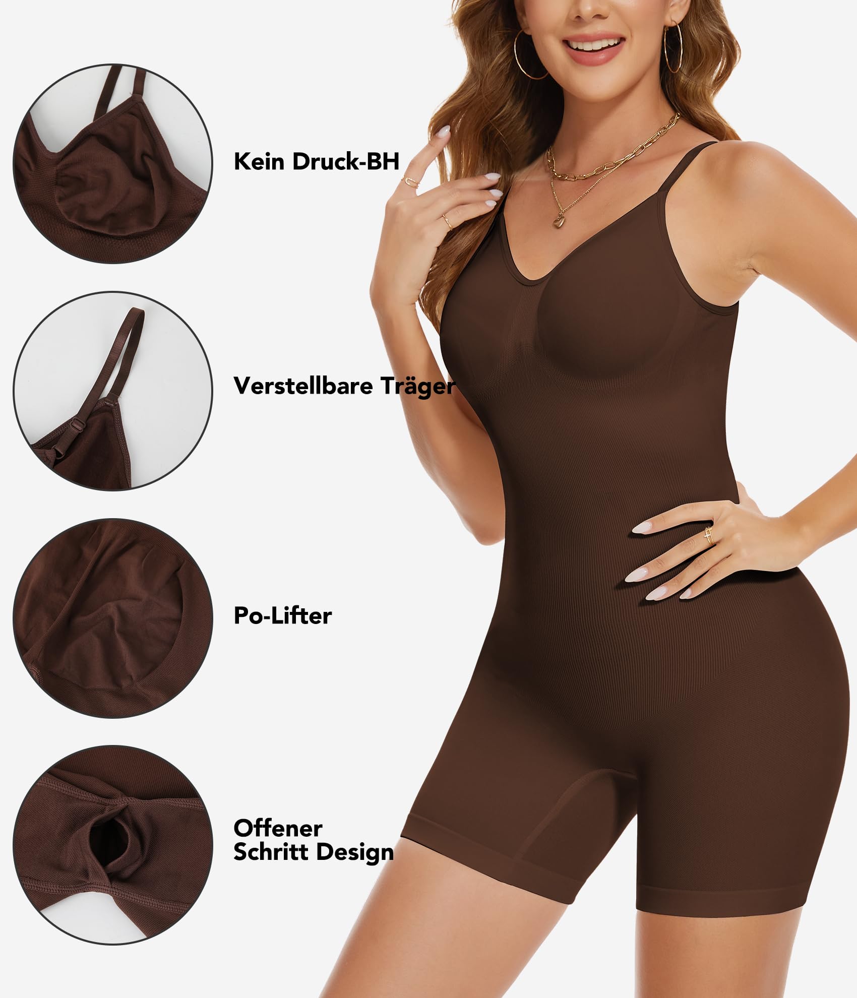 SHAPERIN Body Sculptant Femme Body Shaper Ventre Plat Gainant Amincissante Bodysuit Shapewear Full Body Invisible Sculptant Combinaison Low Back