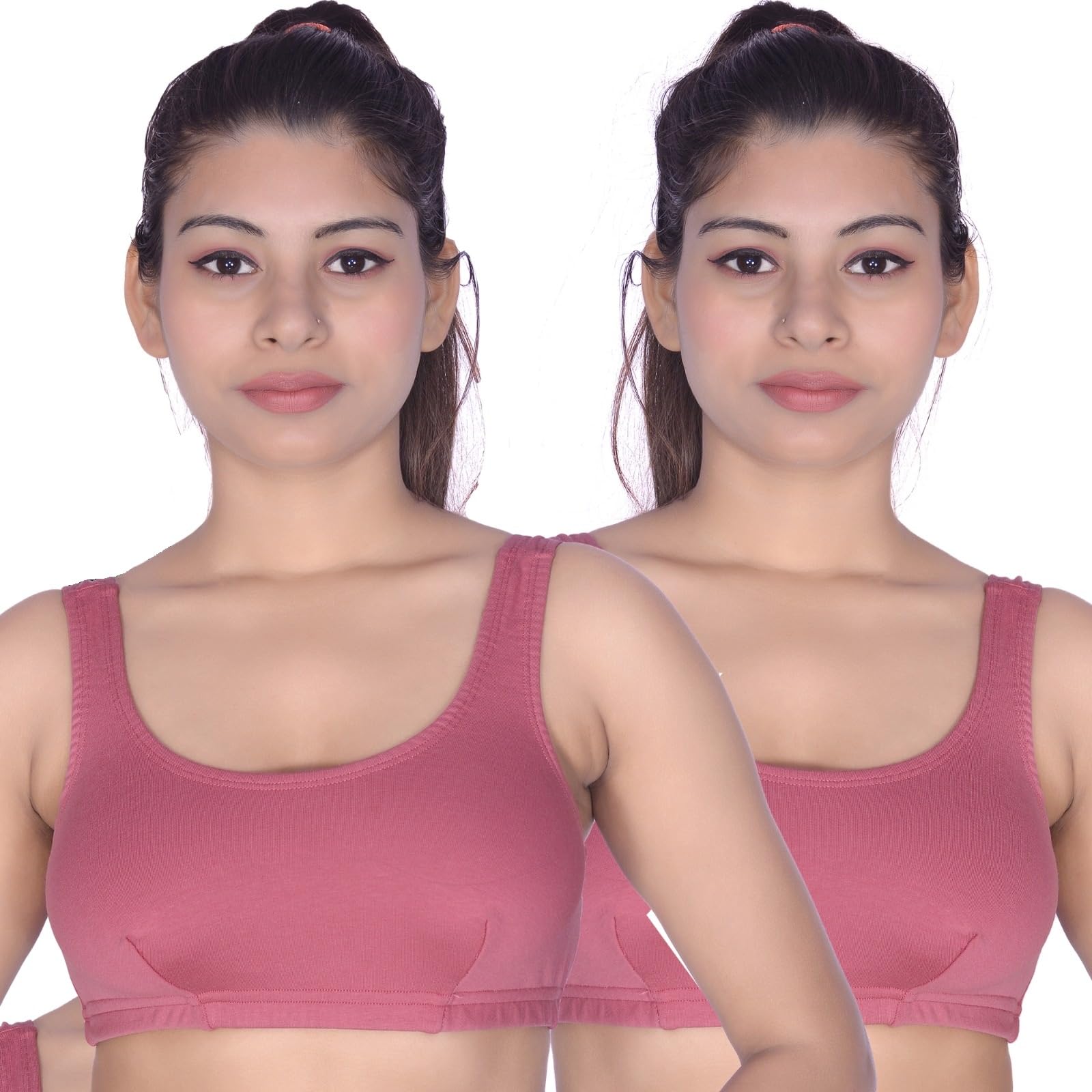Women's Cotton Non Padded Wire Free Sports Bra (Pack of 2)-picture-43