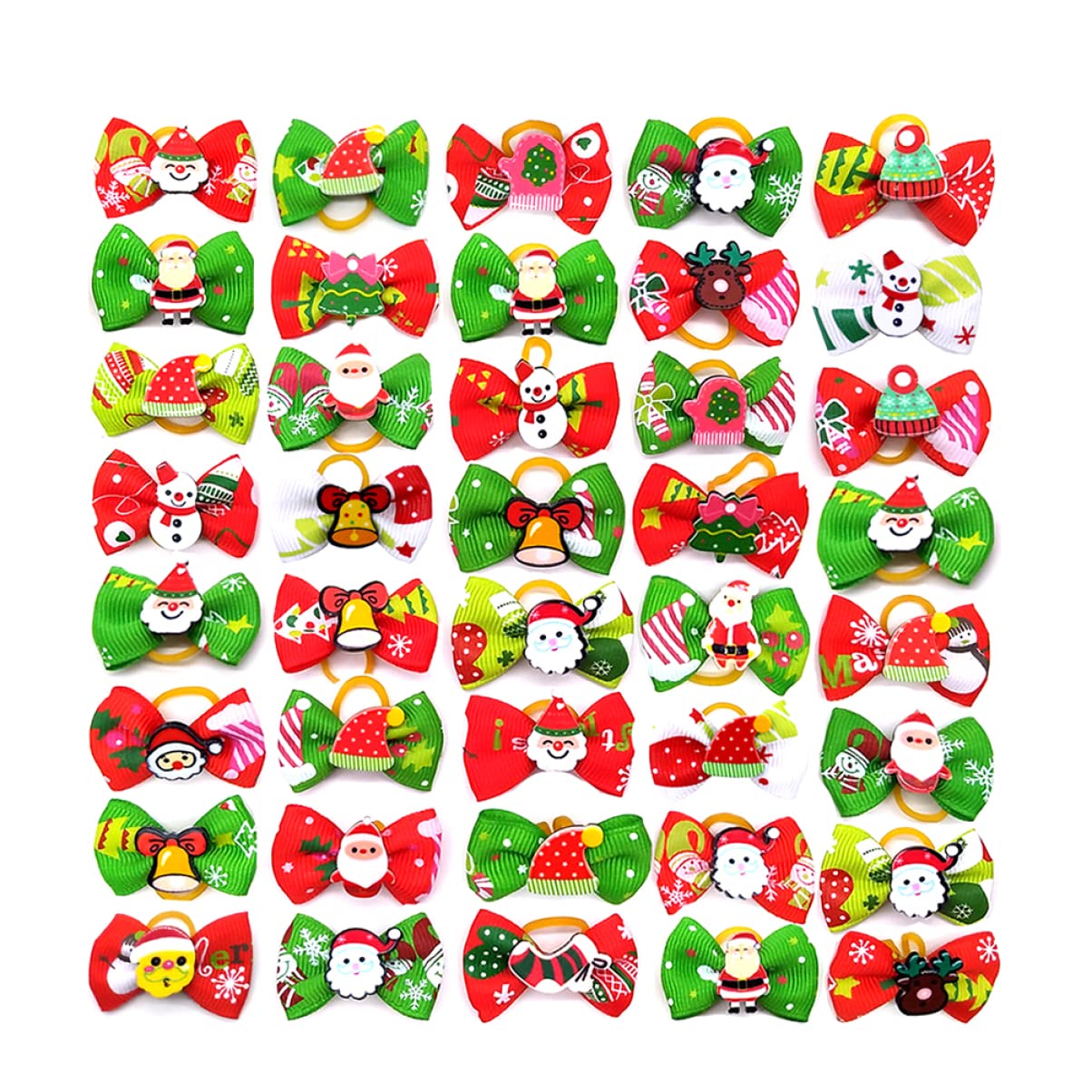 Mipcase 200 Pz Natalizi per di Animali Domestici Fiocchi di Pelo di Cane di Natale Fiocco di Natale per Cani Fiocchi di Pelo di Cucciolo Fiocchi di Cucciolo Elastico Il Cane