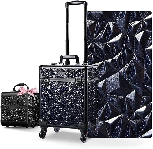 Vista 93 de BYOOTIQUE Cosmetology - Estuche rodante para almacenamiento de uñas, carrito de almacenamiento para maquillaje, maleta de peluquería de viaje