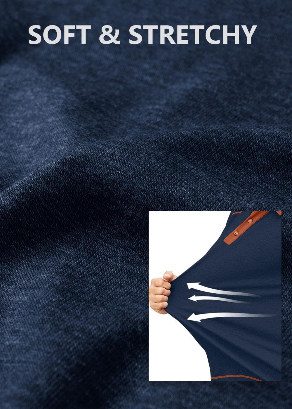 COOFANDY Mens Long Sleeve Polo Shirts Casual Button Collared Shirts Raglan Golf T Shirt - Image 6