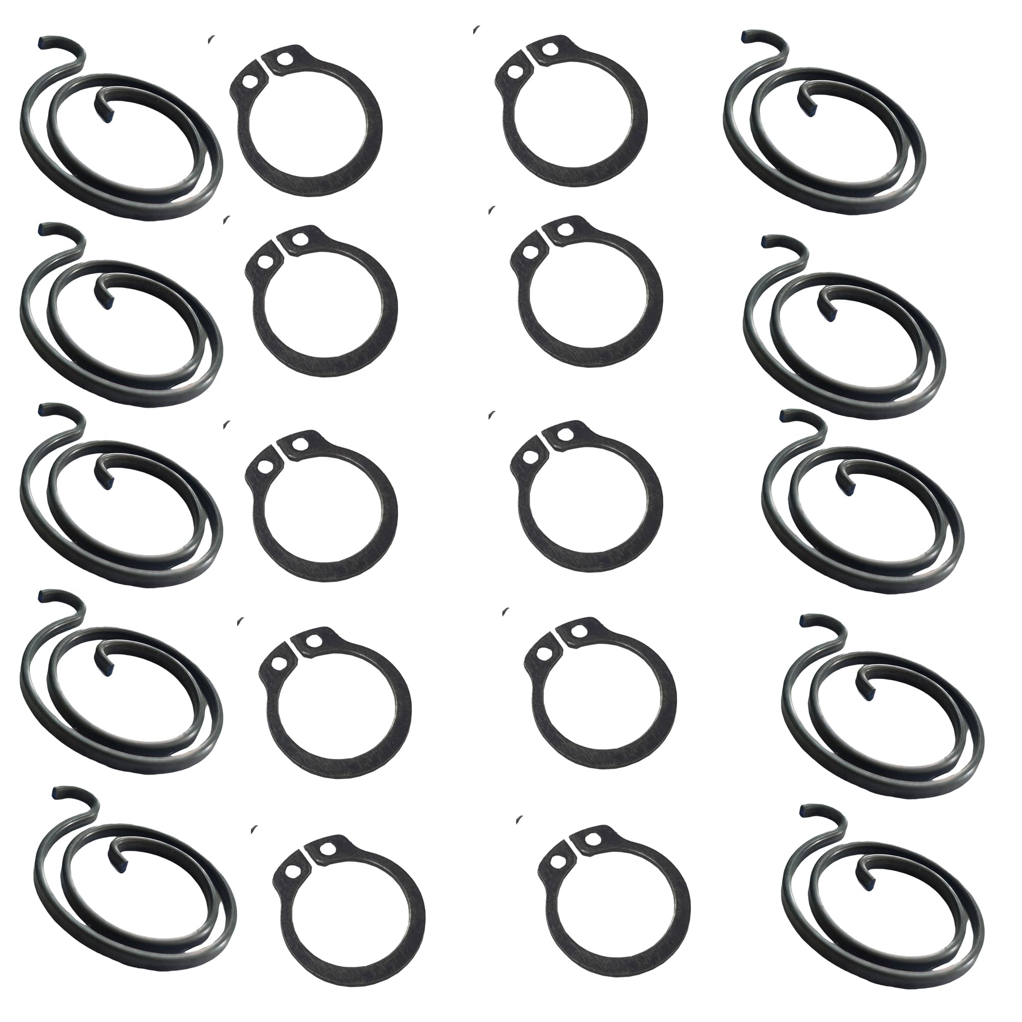 Universal Hardware Door Handle Spring & Circlip Repair Kit, Pack of 10 Sets – 2 Turn 2mm Metal Coil Springs with Matching Circlips for Lever Handles, UPVC, Composite & Internal Door Repair