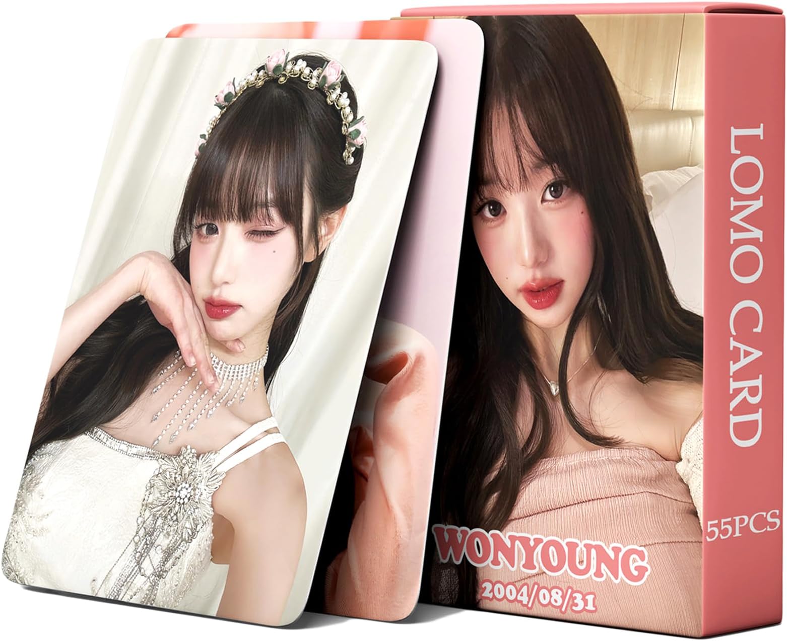 PYAJUU Wonyoung Photocards IVE Wonyoung Album Cards 55PCS Jang Wonyoung Lomo Cards WONYOUNG Merch Gift for Fans, PINK