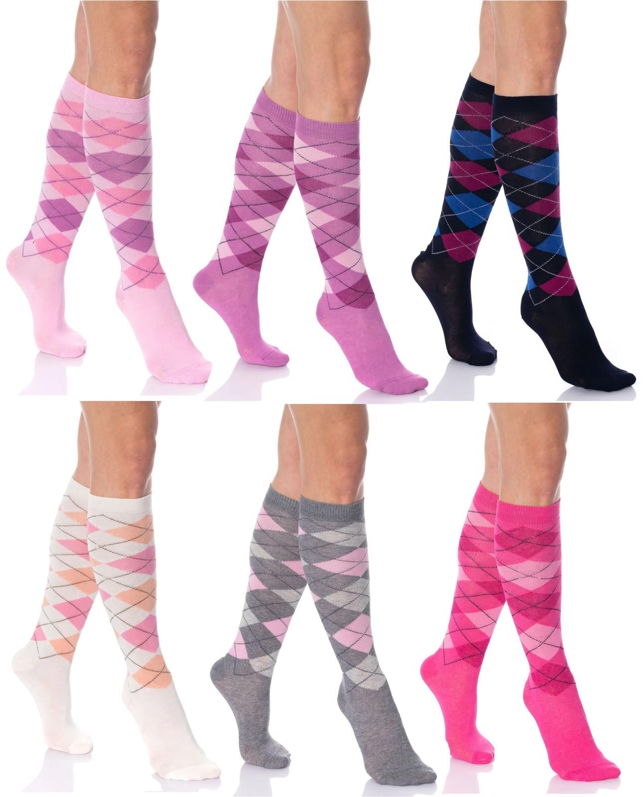 Knee High Socks For Women 6 Pairs Colorful Over The Calf Para Niñas y Mujeres