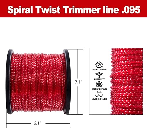 Miniatura 3 de Cluparis Línea de recortadora de cuerda de 3 libras de 0.095 pulgadas, línea de recortadora en espiral de 0.095 pulgadas por 1010 pies en carrete,