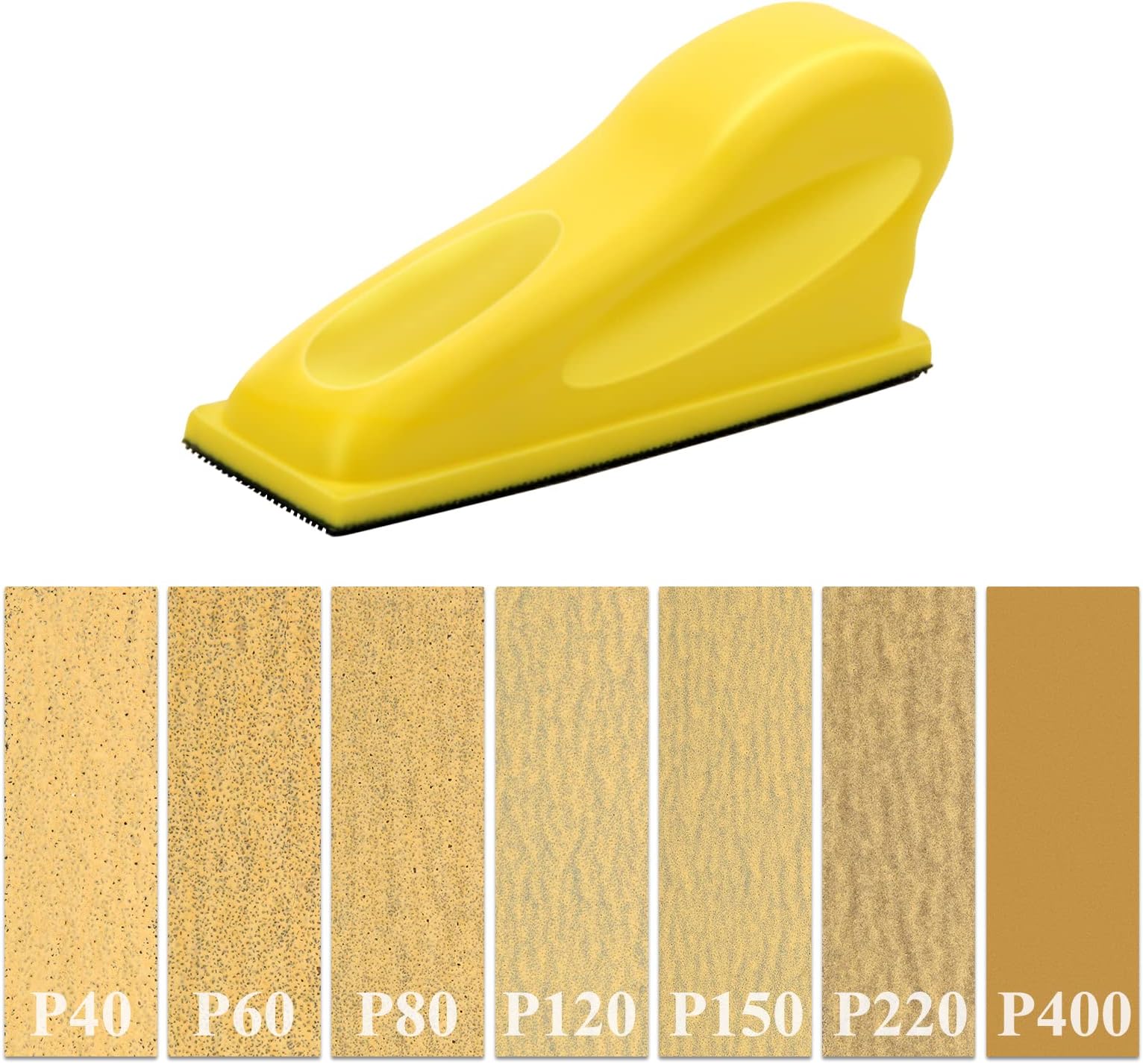 141Pcs Micro Detail Sander Kit, Anglecai 3.5” x 1” Mini Detail Sander for Small Projects, Finger Sander Detail Handel Sanding Tools with 7 Kinds of 140Pcs Sandpaper Grits: 40 60 80 120 150 220 400