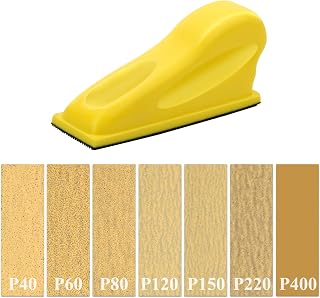 141Pcs Micro Detail Sander Kit, Anglecai 3.5” x 1” Mini Detail Sander for Small Projects, Finger Sander Detail Handel Sanding Tools with 7 Kinds of 140Pcs Sandpaper Grits: 40 60 80 120 150 220 400